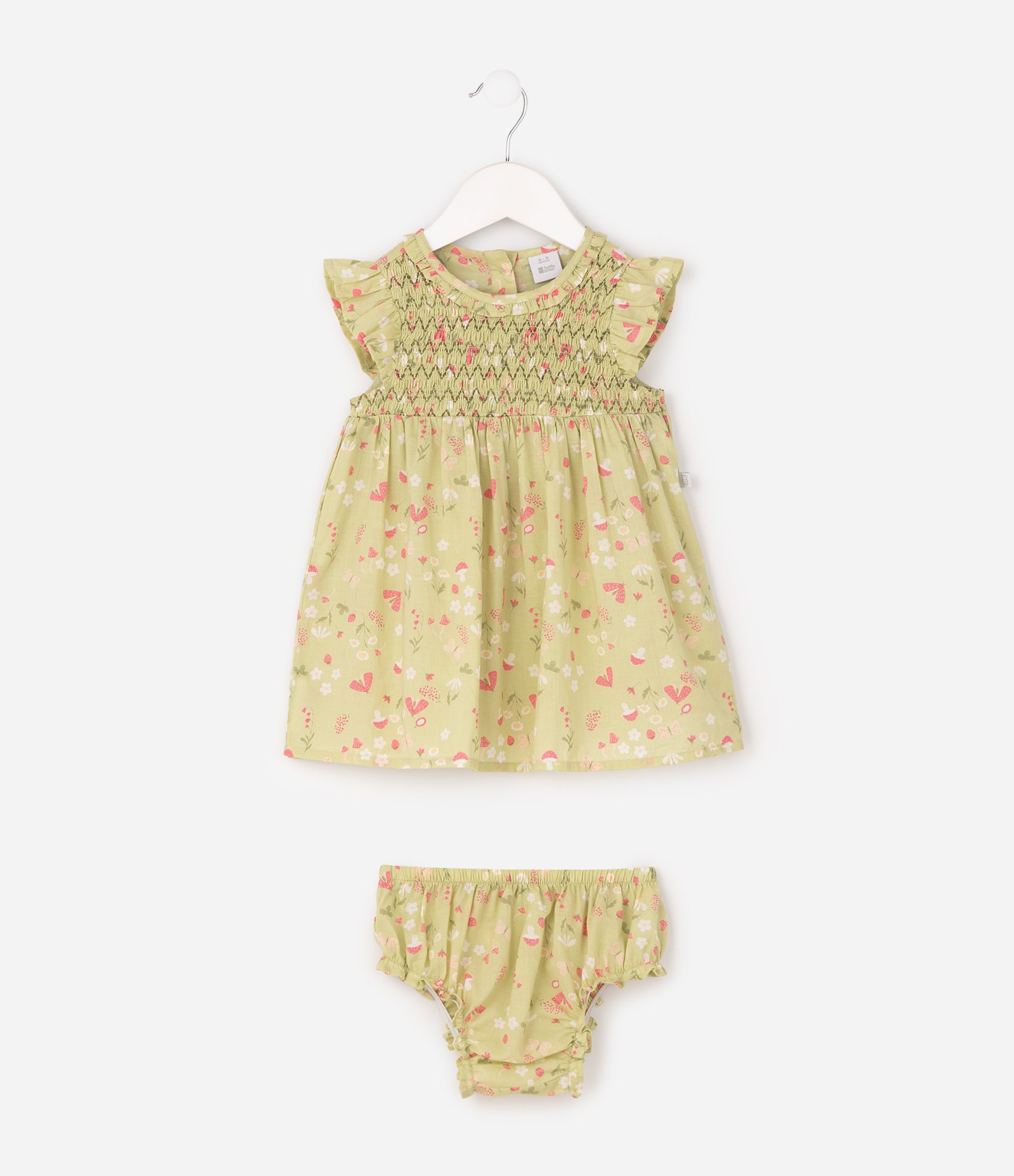 Vestido Infantil com Calcinha Estampa Jardim Fantástico – Tam 3 a 18 Meses Verde 2