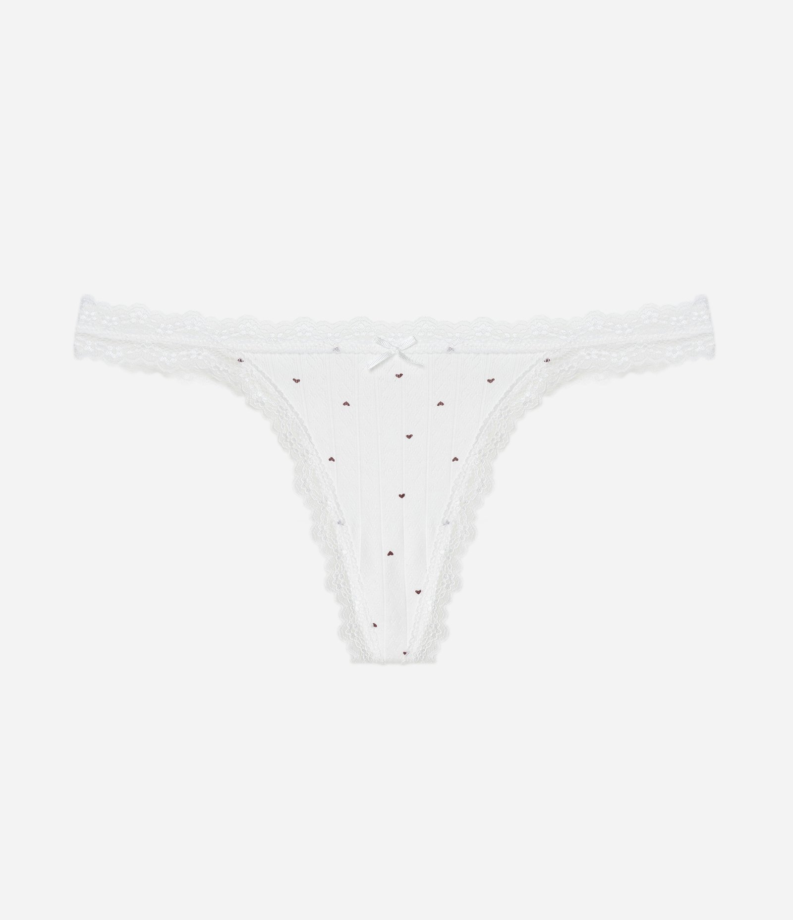 Conjunto de Blusa e Calcinha com Estampa de Coração e Renda Branco 9
