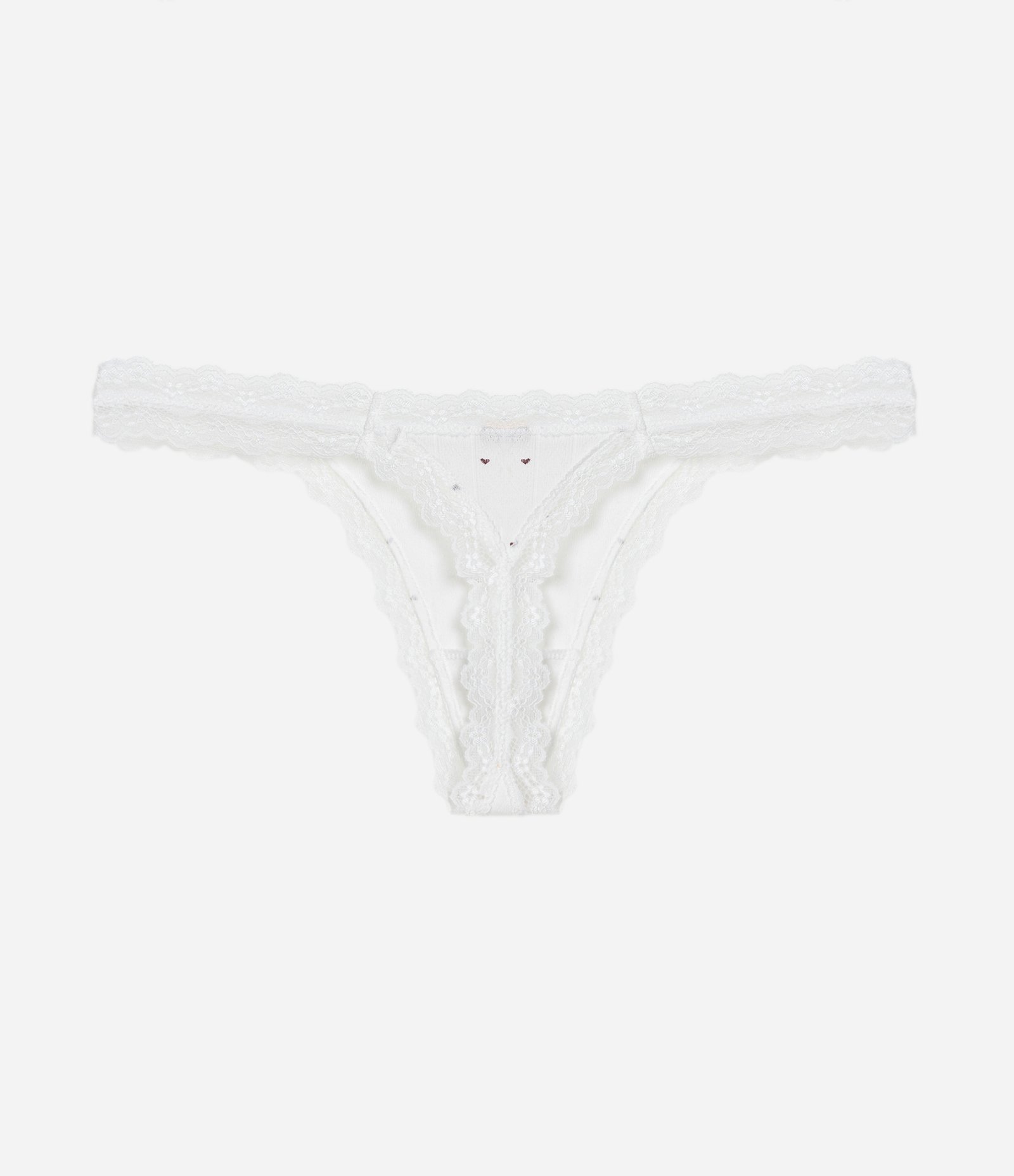Conjunto de Blusa e Calcinha com Estampa de Coração e Renda Branco 10