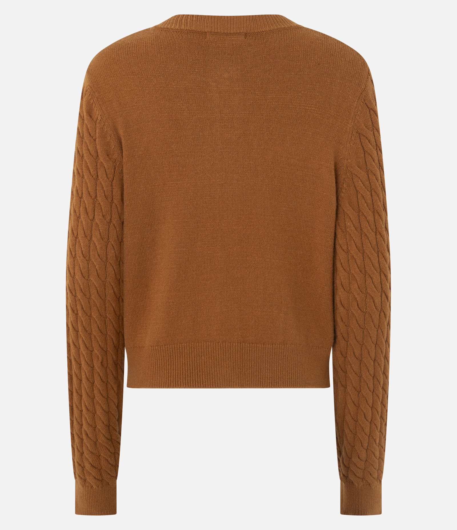 Cardigan Curto em Tricô com Abotoamento Frontal Marrom 7