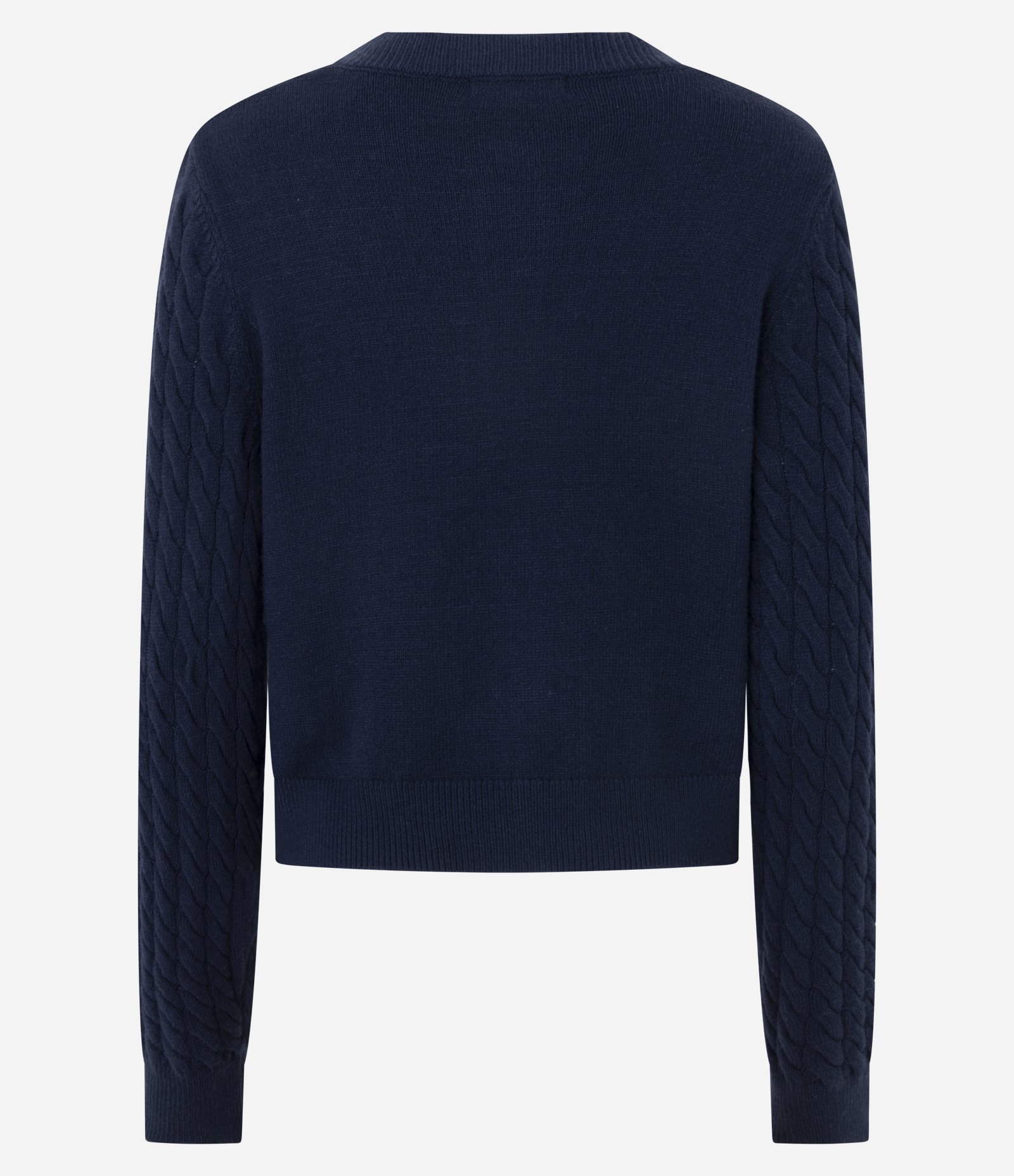 Cardigan Curto em Tricô com Abotoamento Frontal Azul 4