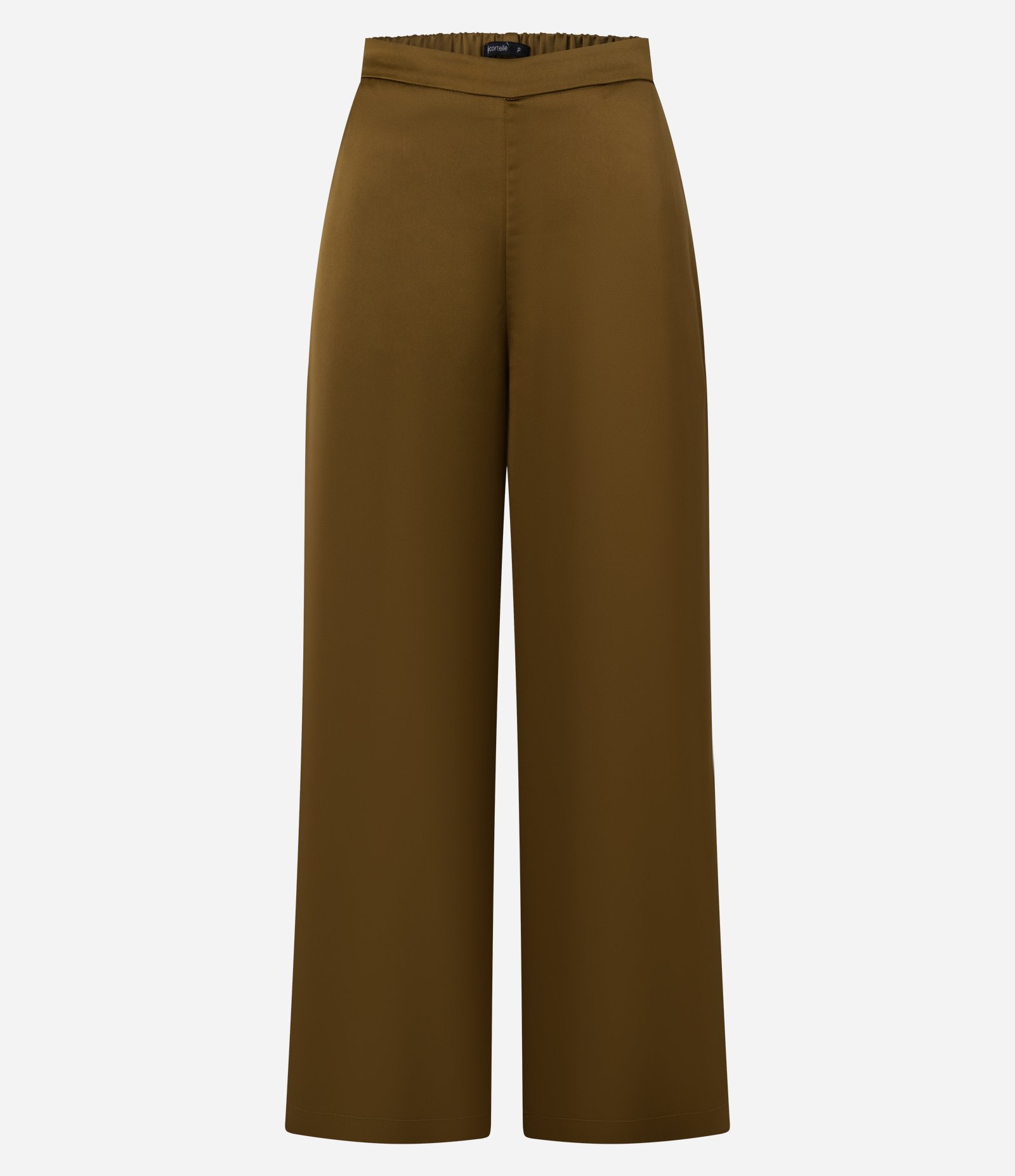 Calça Wide Leg Acetinada com Cós Elástico Verde 6