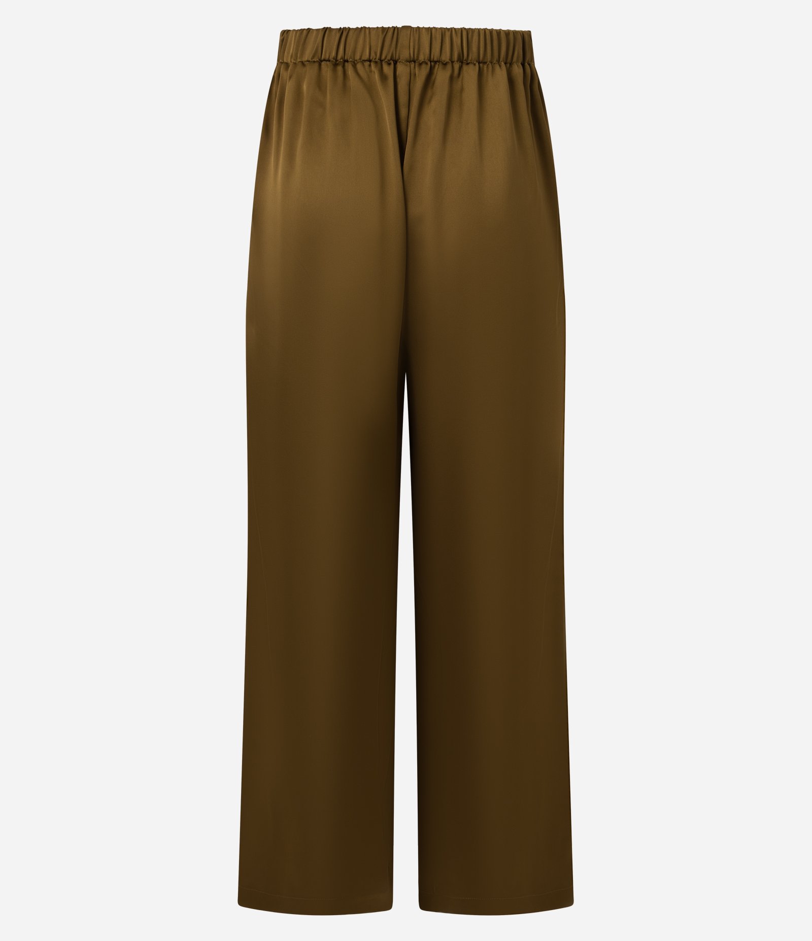 Calça Wide Leg Acetinada com Cós Elástico Verde 7