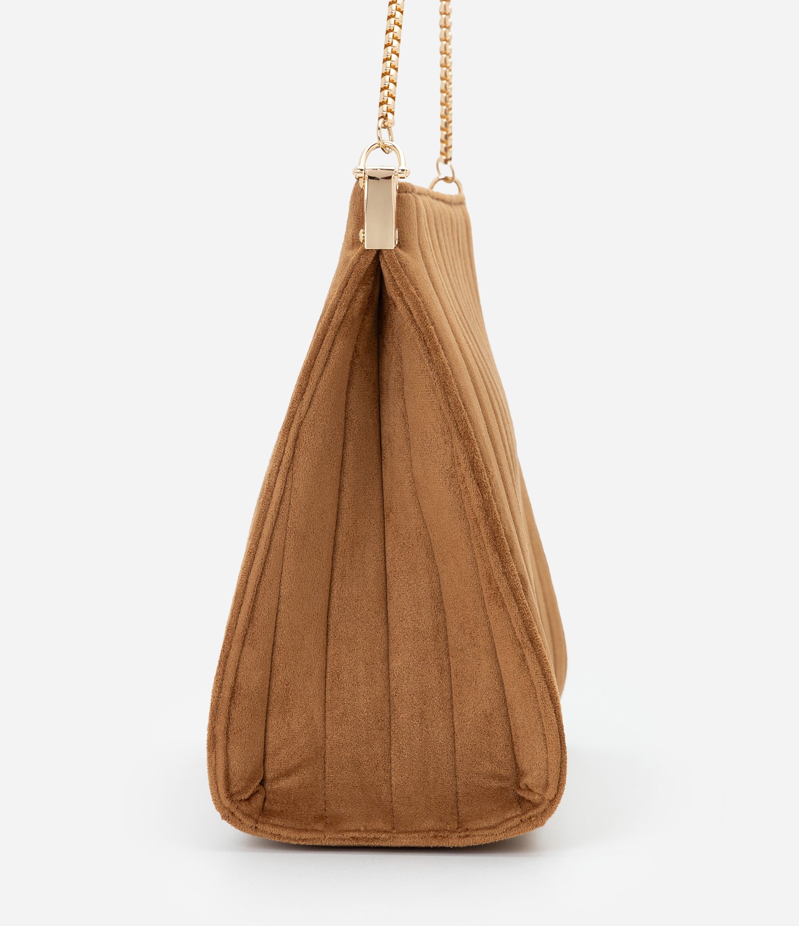 Bolsa Shoulder Média em Suede com Alça de Corrente Marrom 3