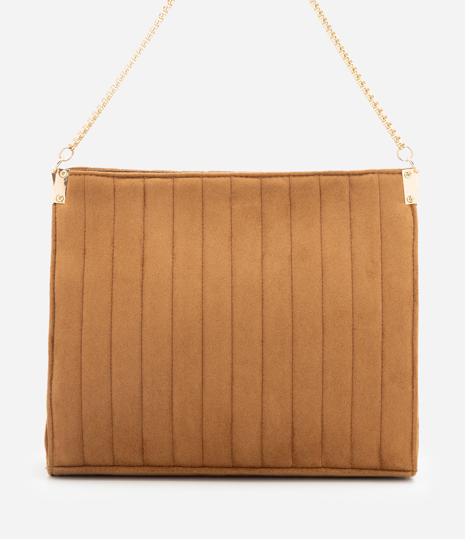 Bolsa Shoulder Média em Suede com Alça de Corrente Marrom 4