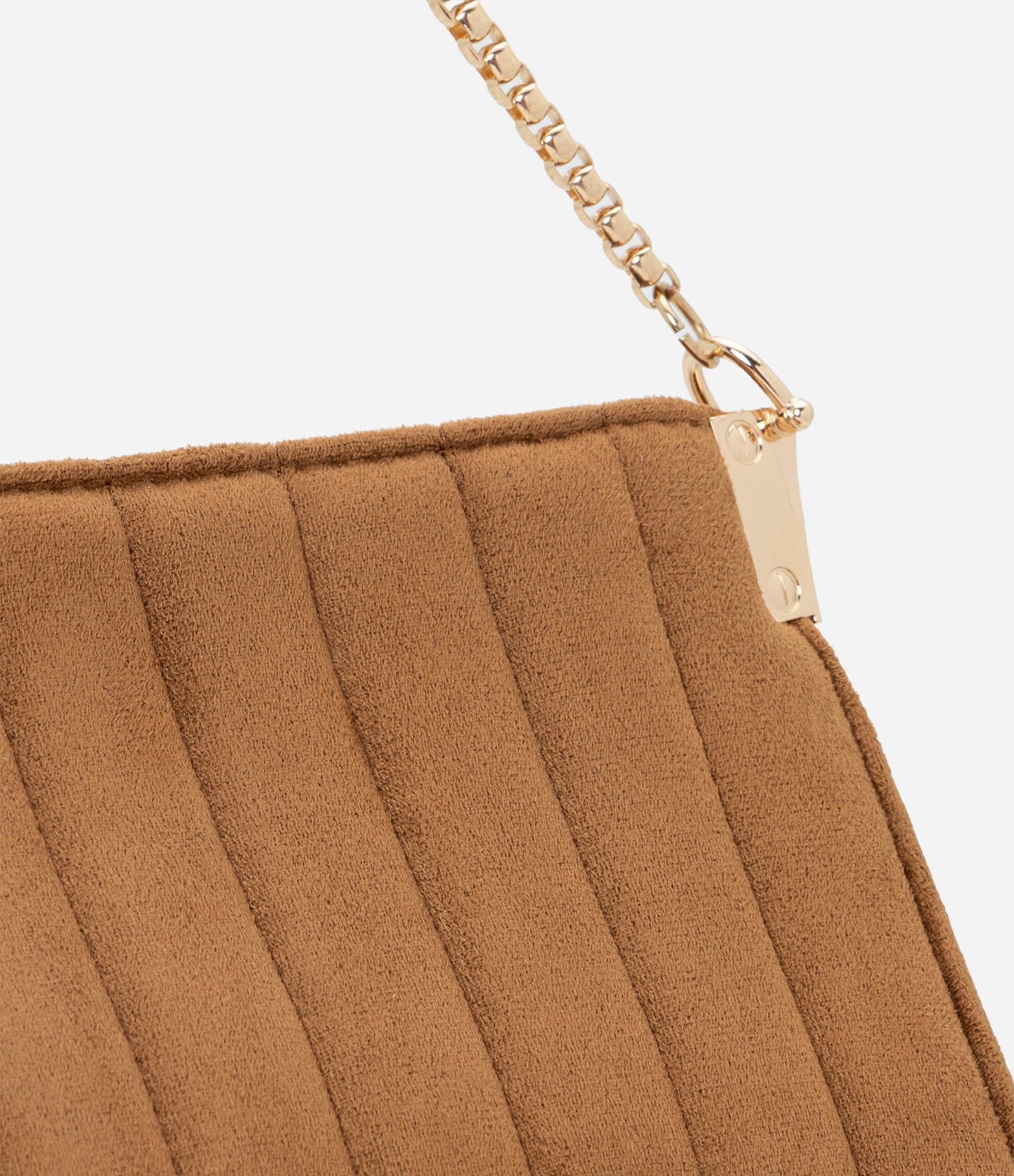 Bolsa Shoulder Média em Suede com Alça de Corrente Marrom 5