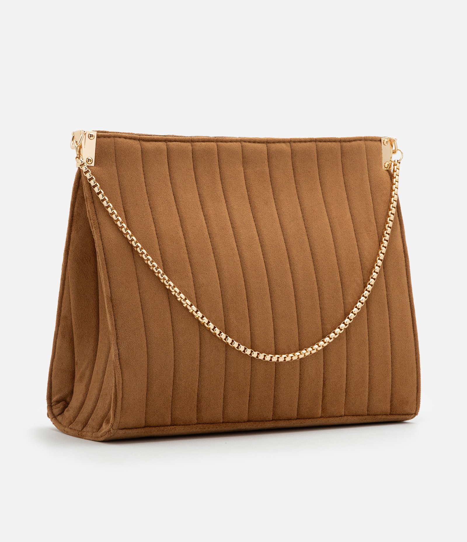 Bolsa Shoulder Média em Suede com Alça de Corrente Marrom 6