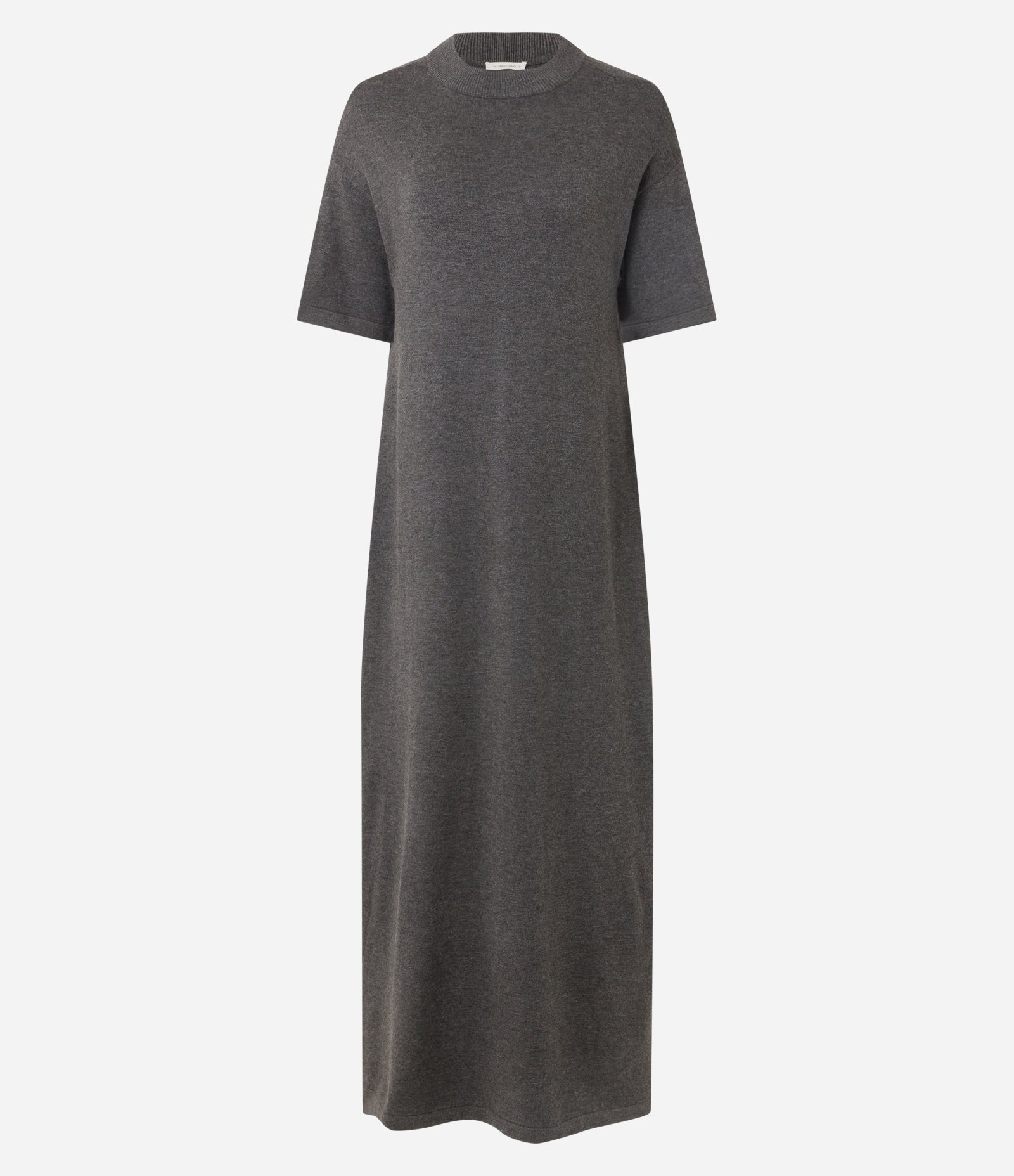 Vestido Midi Amplo em Tricô com Manga Curta Cinza 6