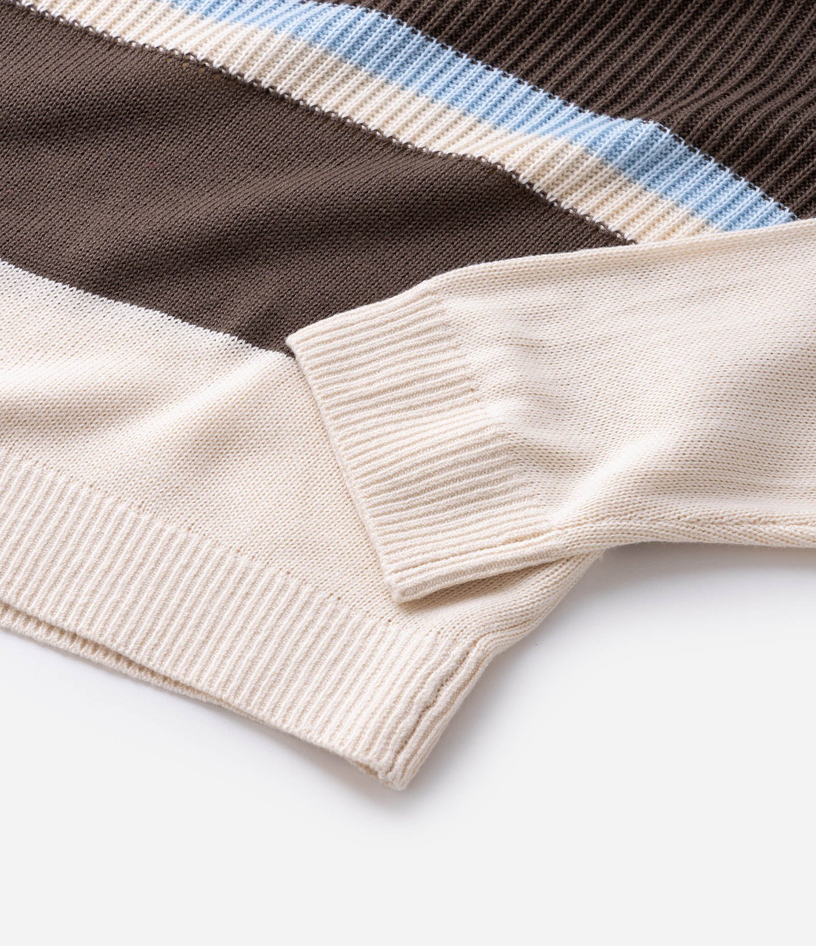 Suéter Masculino Retilínea Listrado com Gola Polo Marrom 7