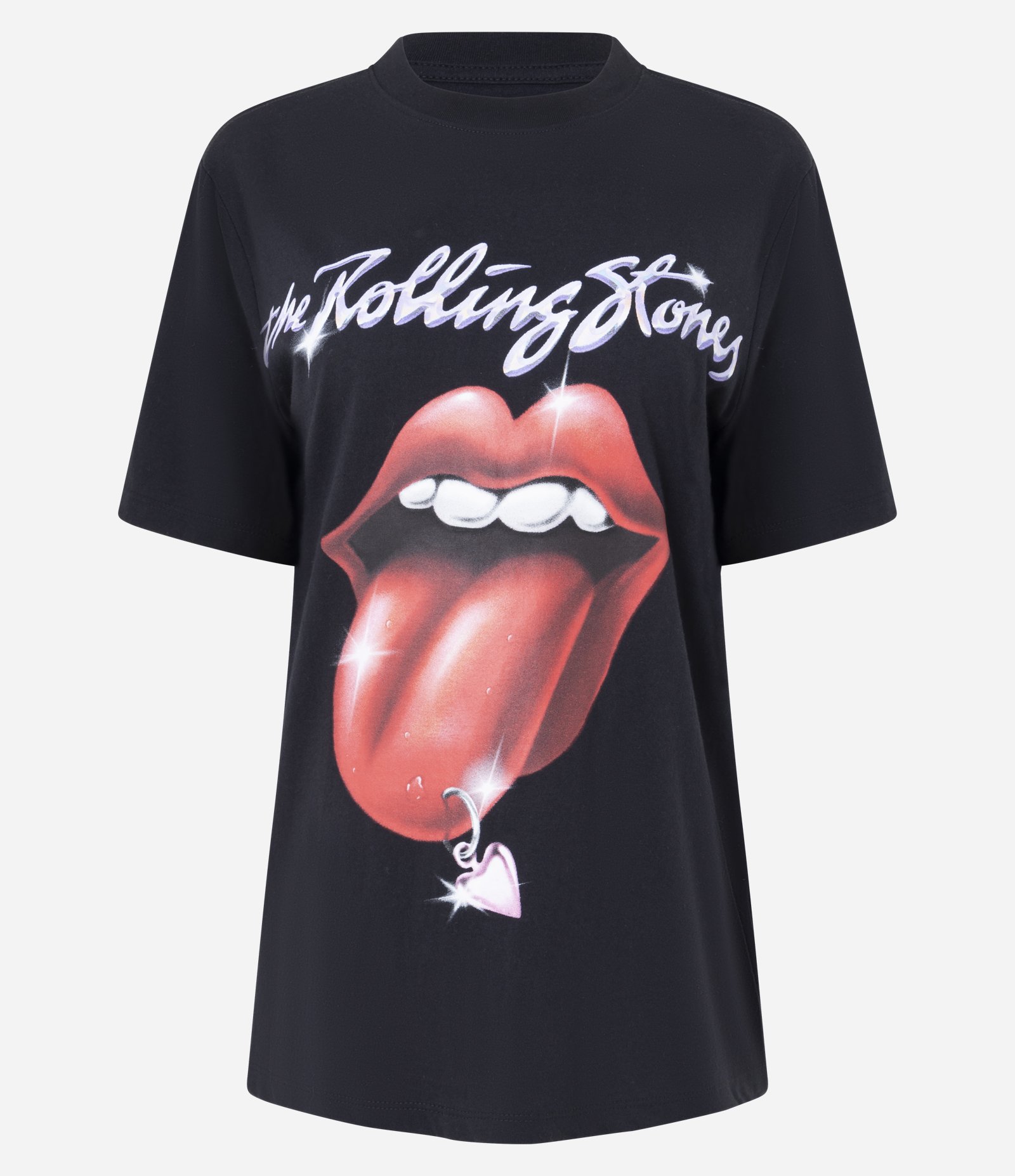 Camiseta em Algodão com Estampa Rolling Stones Preto 1
