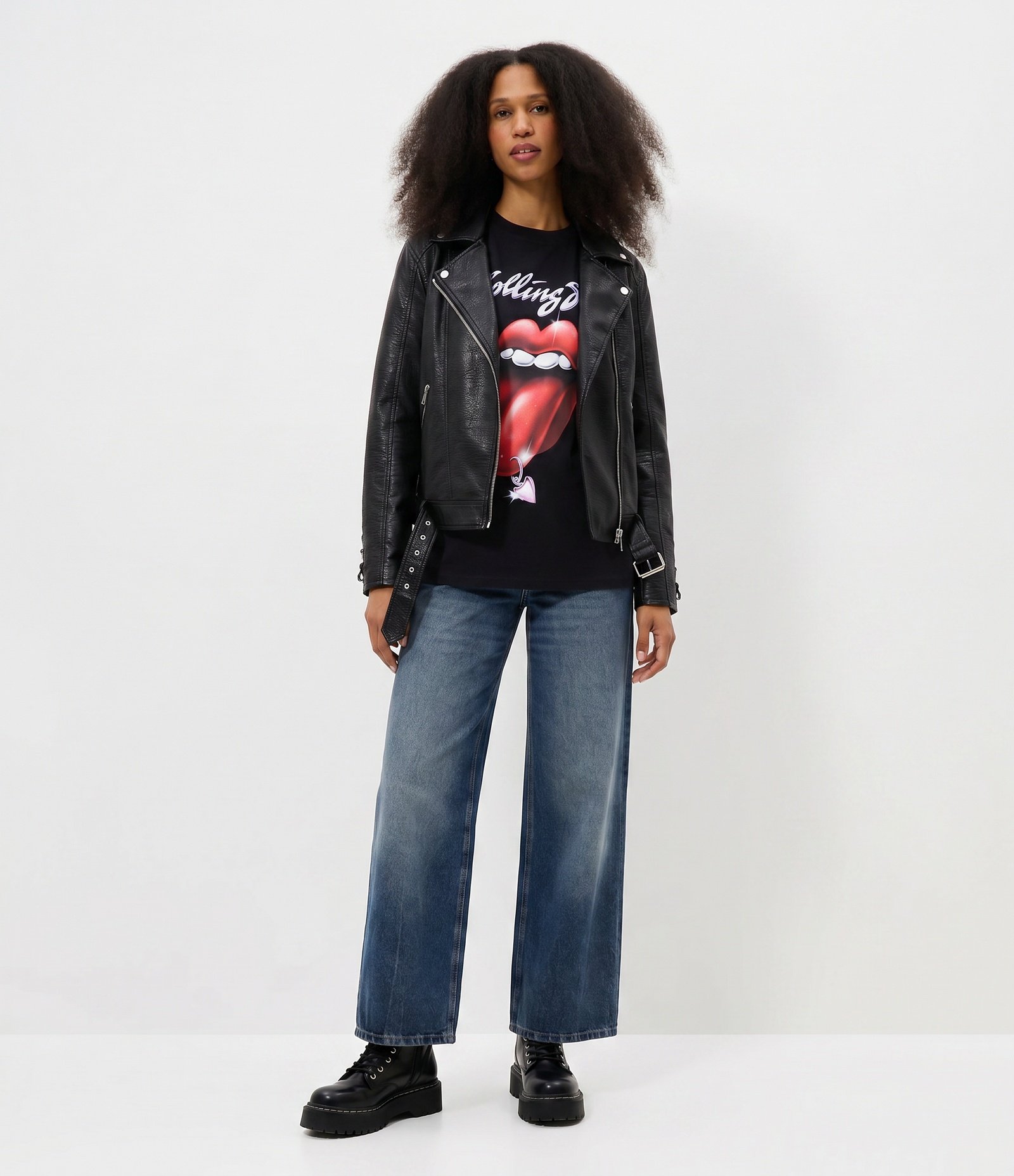 Camiseta em Algodão com Estampa Rolling Stones Preto 1