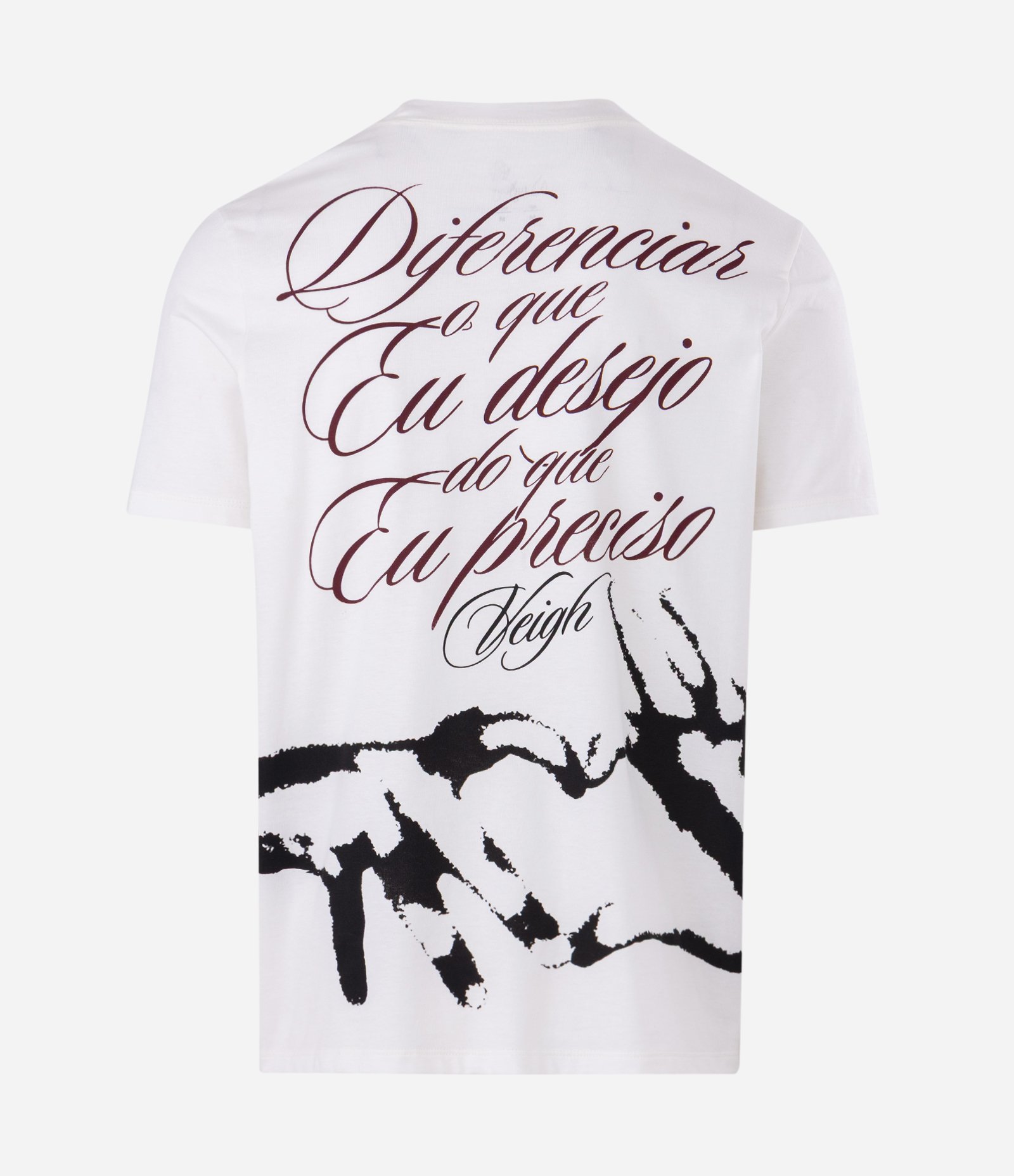 Camiseta em Algodão com Estampa Eu Venci o Mundo Veigh Branco 10
