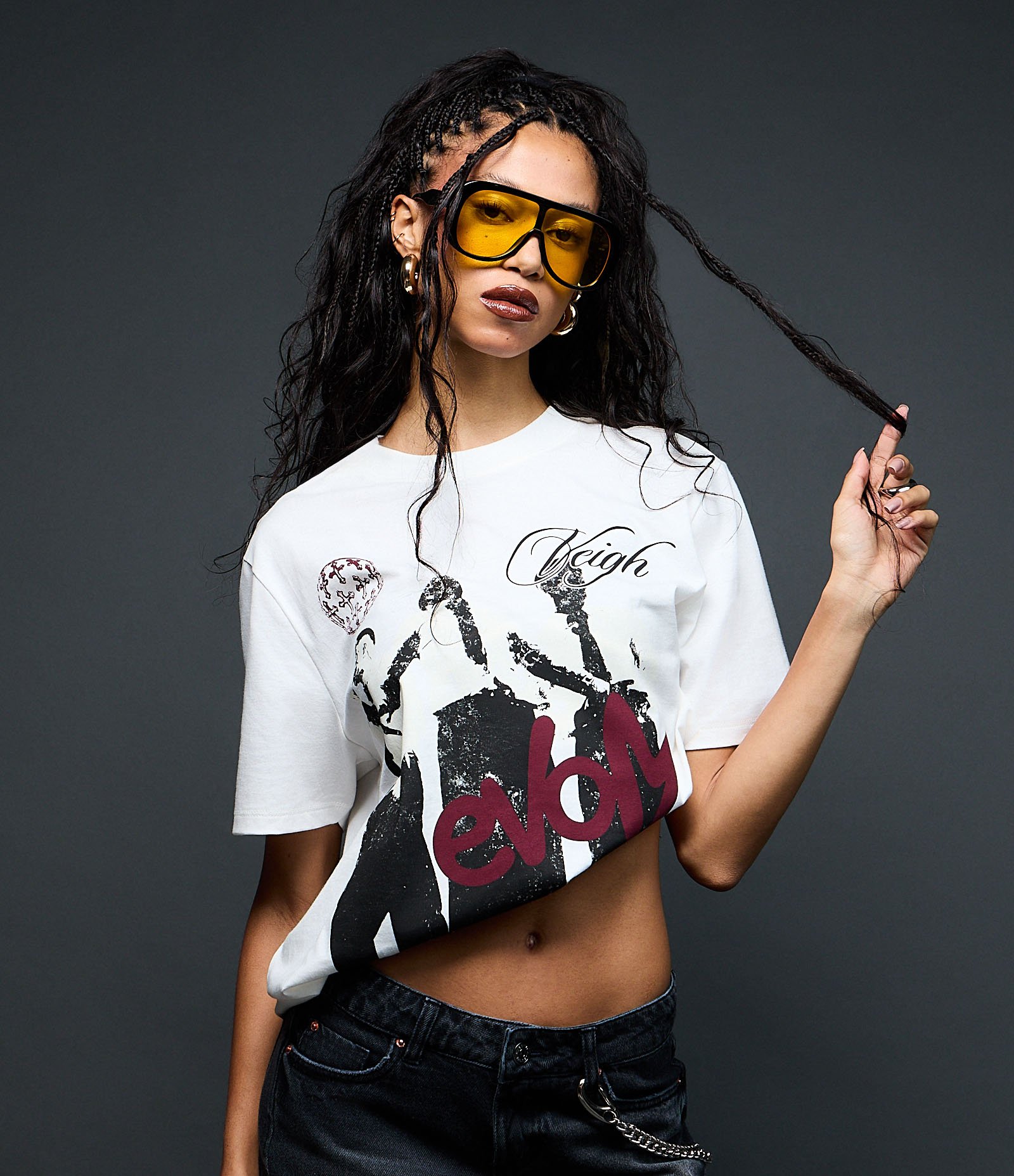 Camiseta em Algodão com Estampa Eu Venci o Mundo Veigh Branco 6