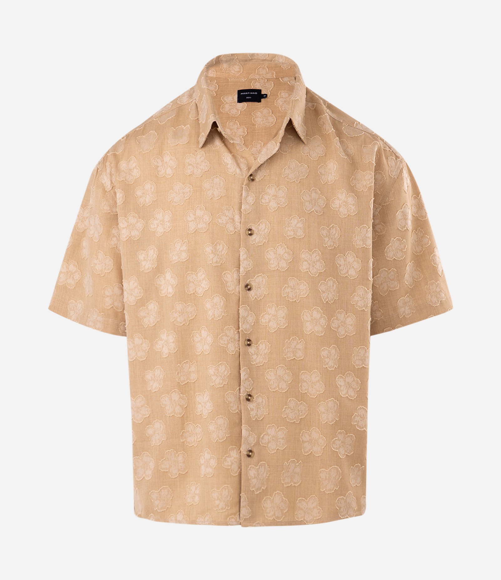 Camisa Boxy com Bordado Floral Navalhado Bege 7