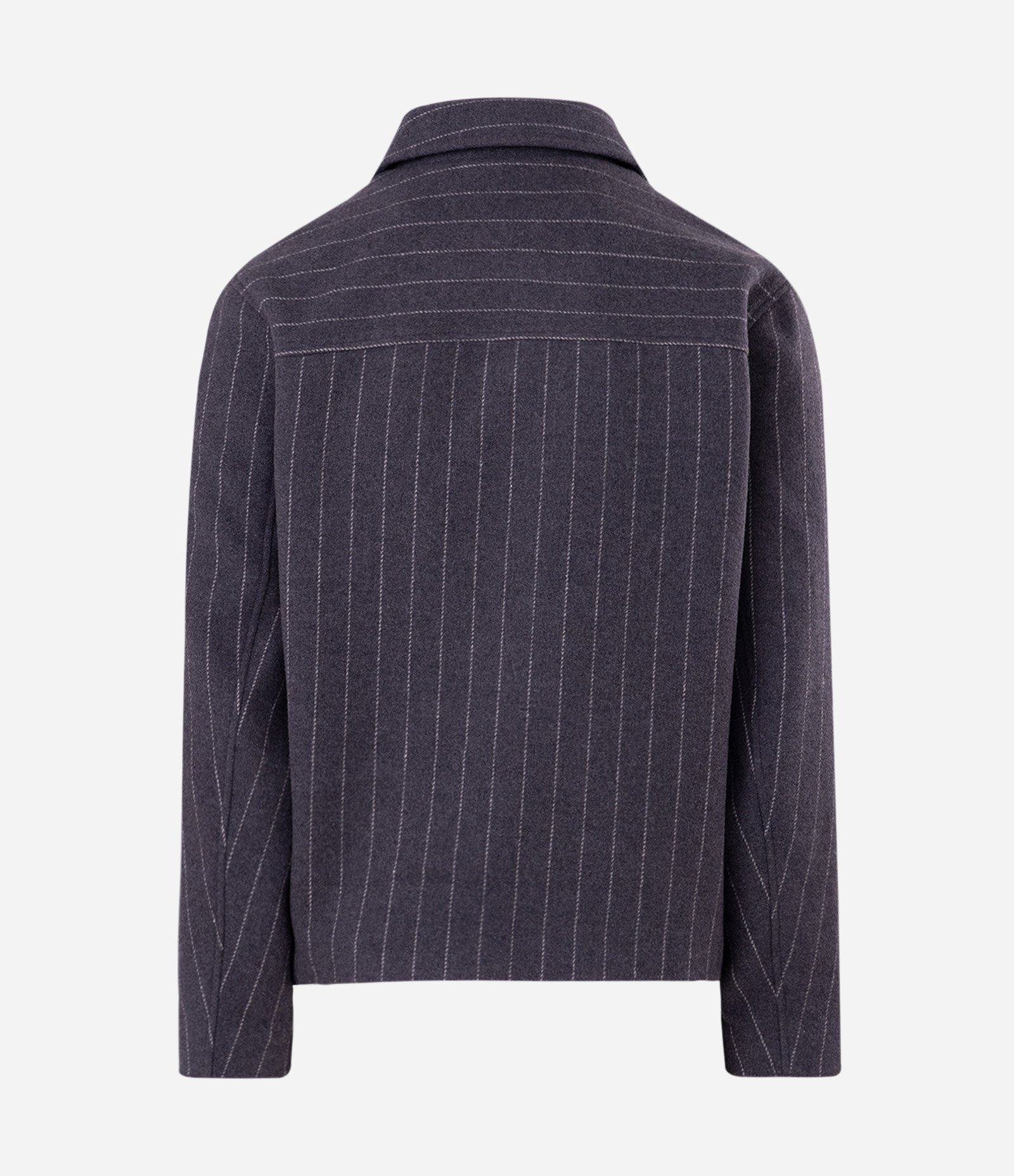 Jaqueta Regular em Polivelour com Risca de Giz Cinza 2
