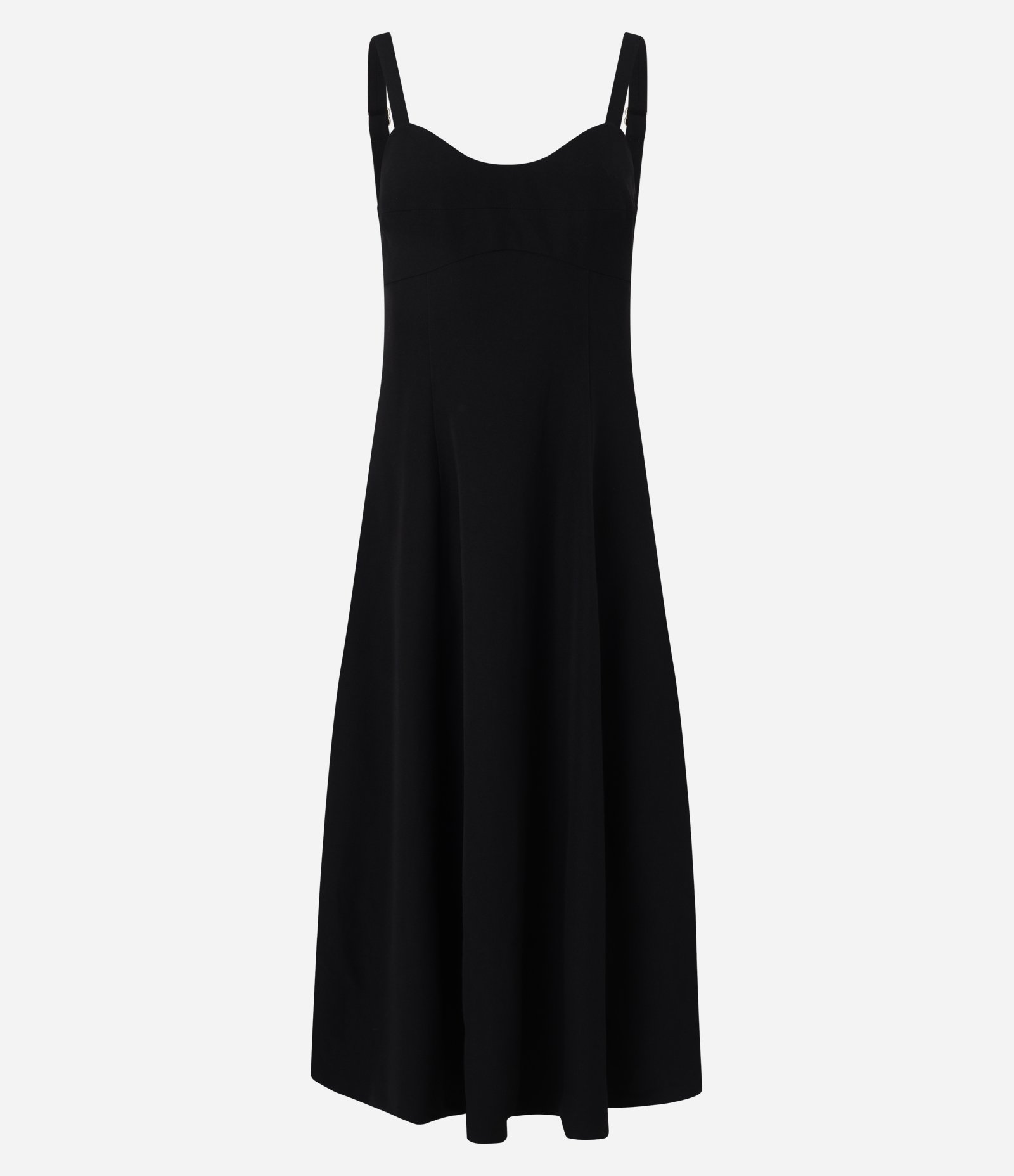 Vestido Midi Alfaiatado com Decote Coração e Alças Largas Preto 6