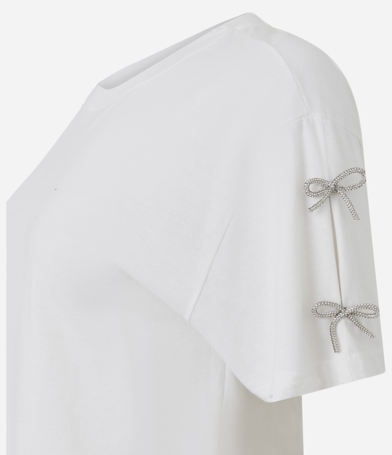 Camiseta em Algodão com Laços Brilhantes nas Mangas Branco 2
