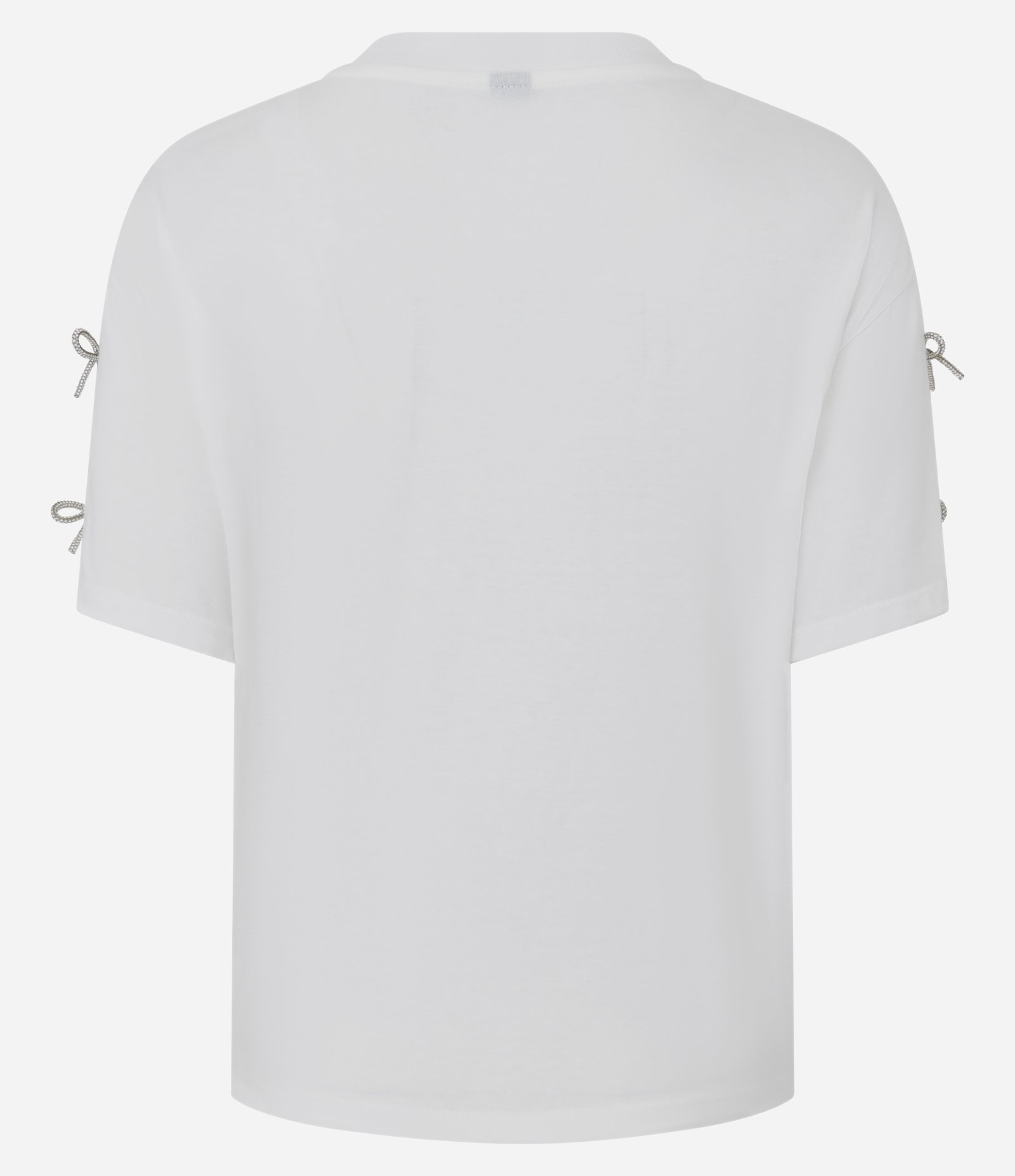 Camiseta em Algodão com Laços Brilhantes nas Mangas Branco 3
