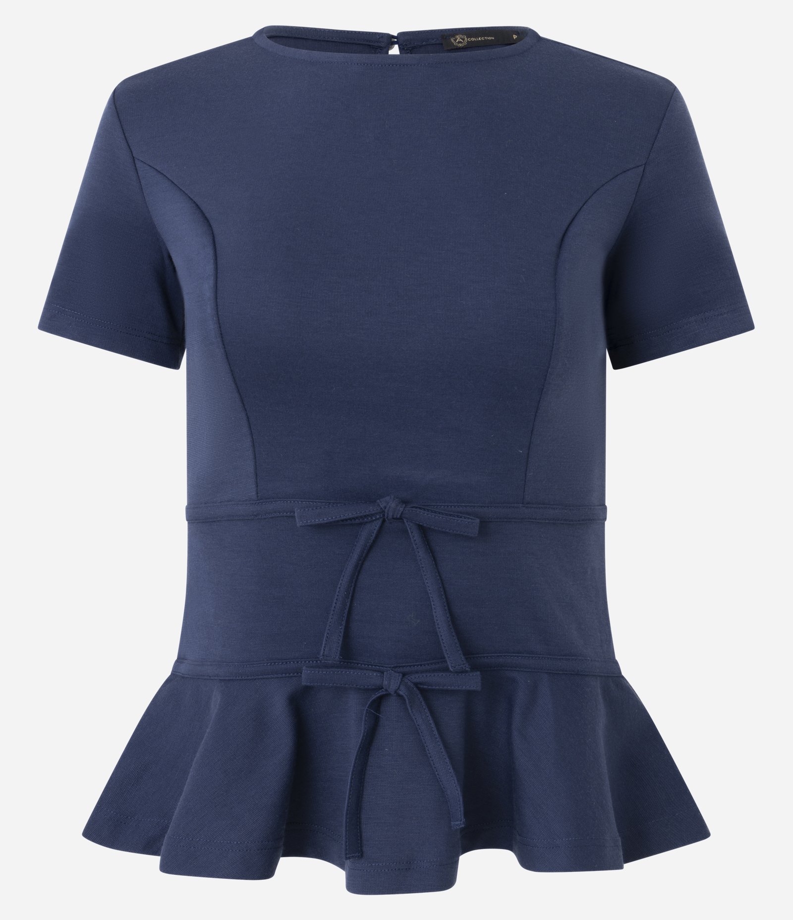 Blusa Peplum em Ponto Roma com Lacinhos Azul 1