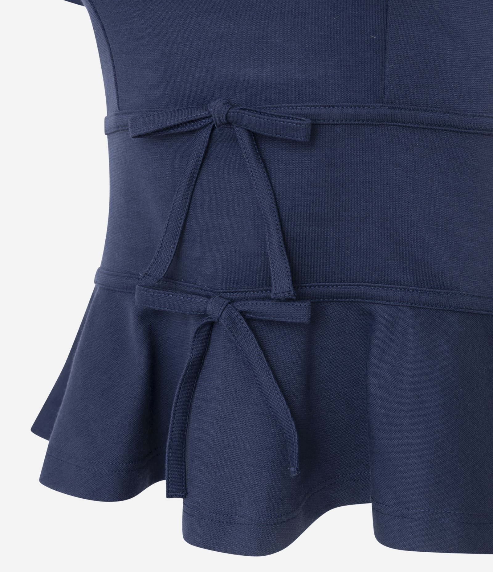 Blusa Peplum em Ponto Roma com Lacinhos Azul 2