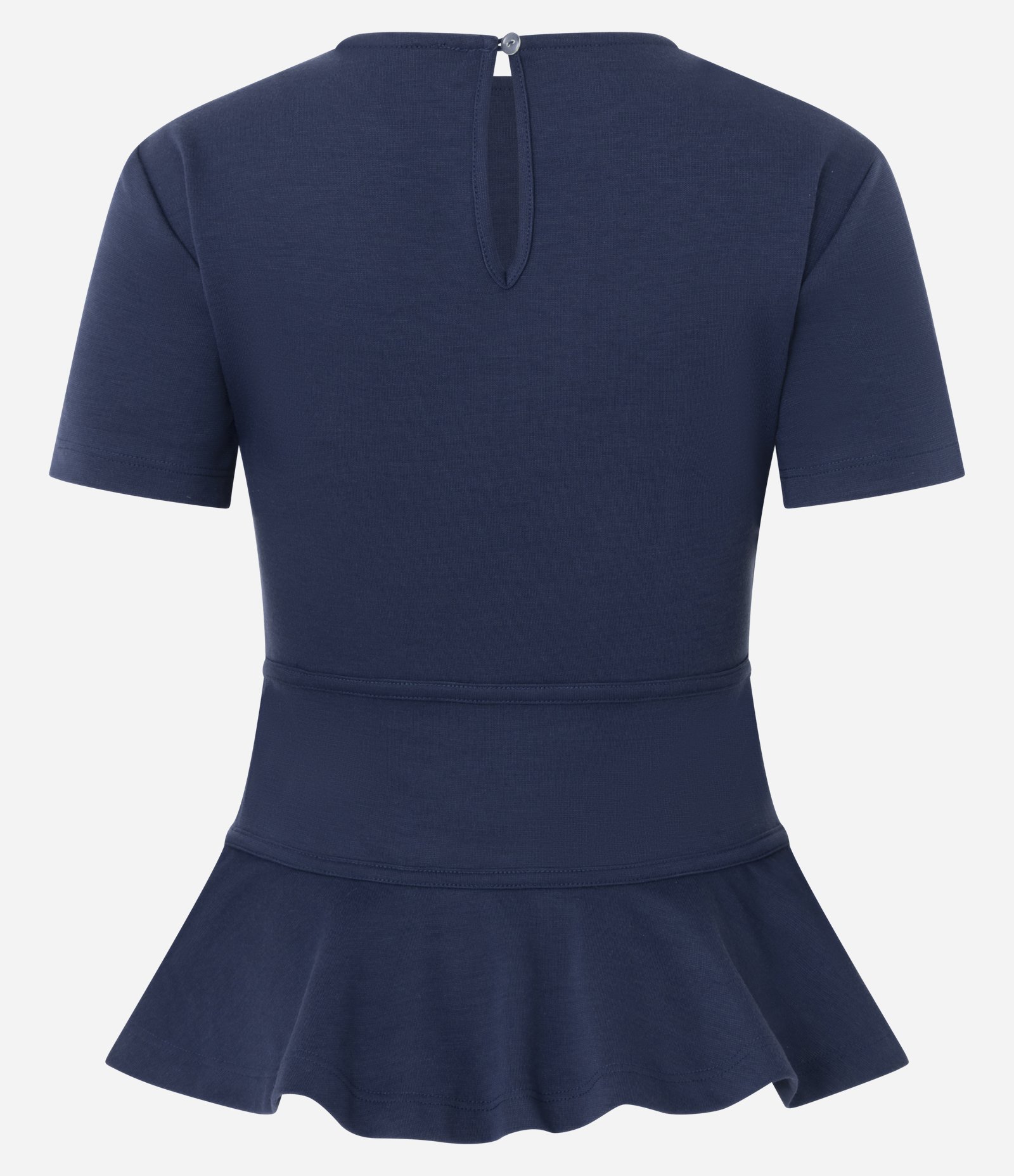 Blusa Peplum em Ponto Roma com Lacinhos Azul 3