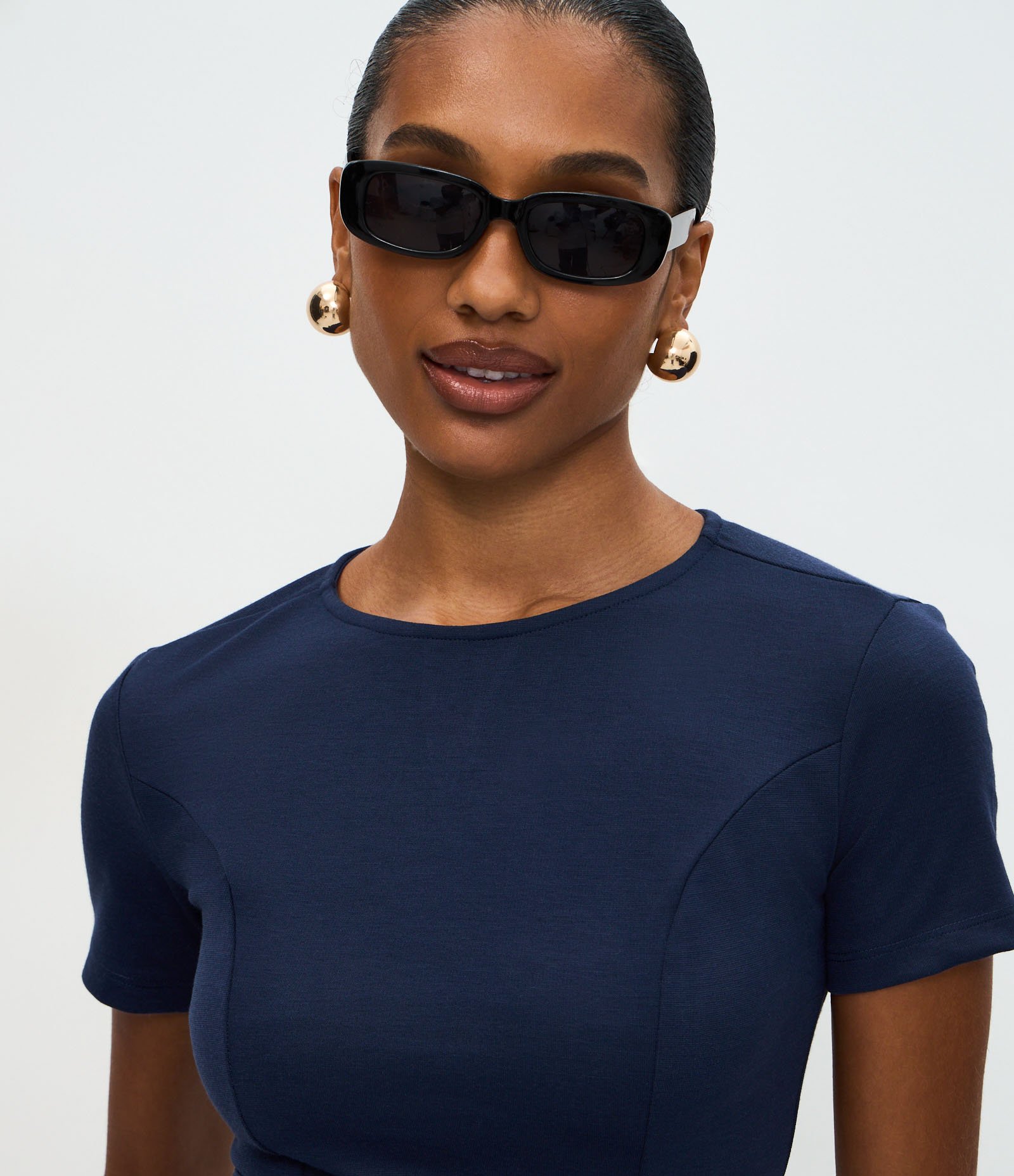 Blusa Peplum em Ponto Roma com Lacinhos Azul 3