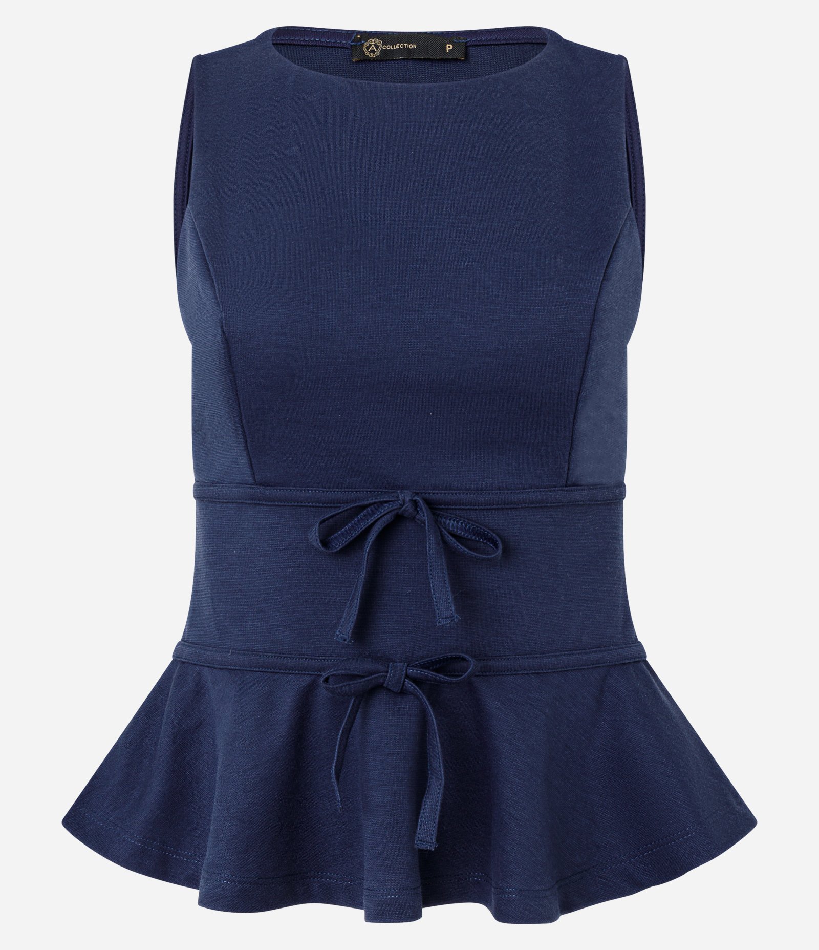 Blusa Peplum em Ponto Roma com Lacinhos Azul 1