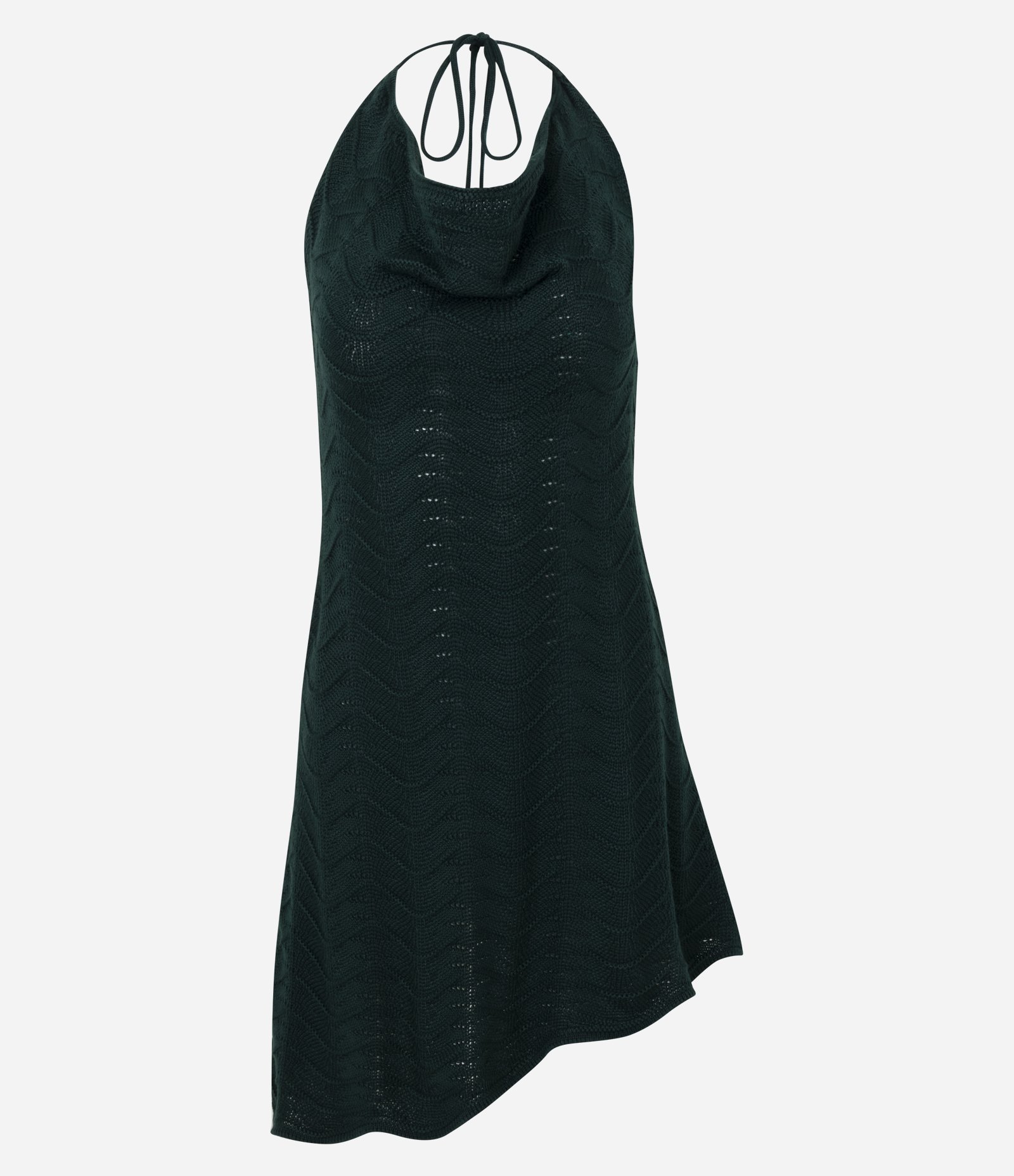 Vestido Curto Sem Manga em Crochê com Decote Degagê Verde 1