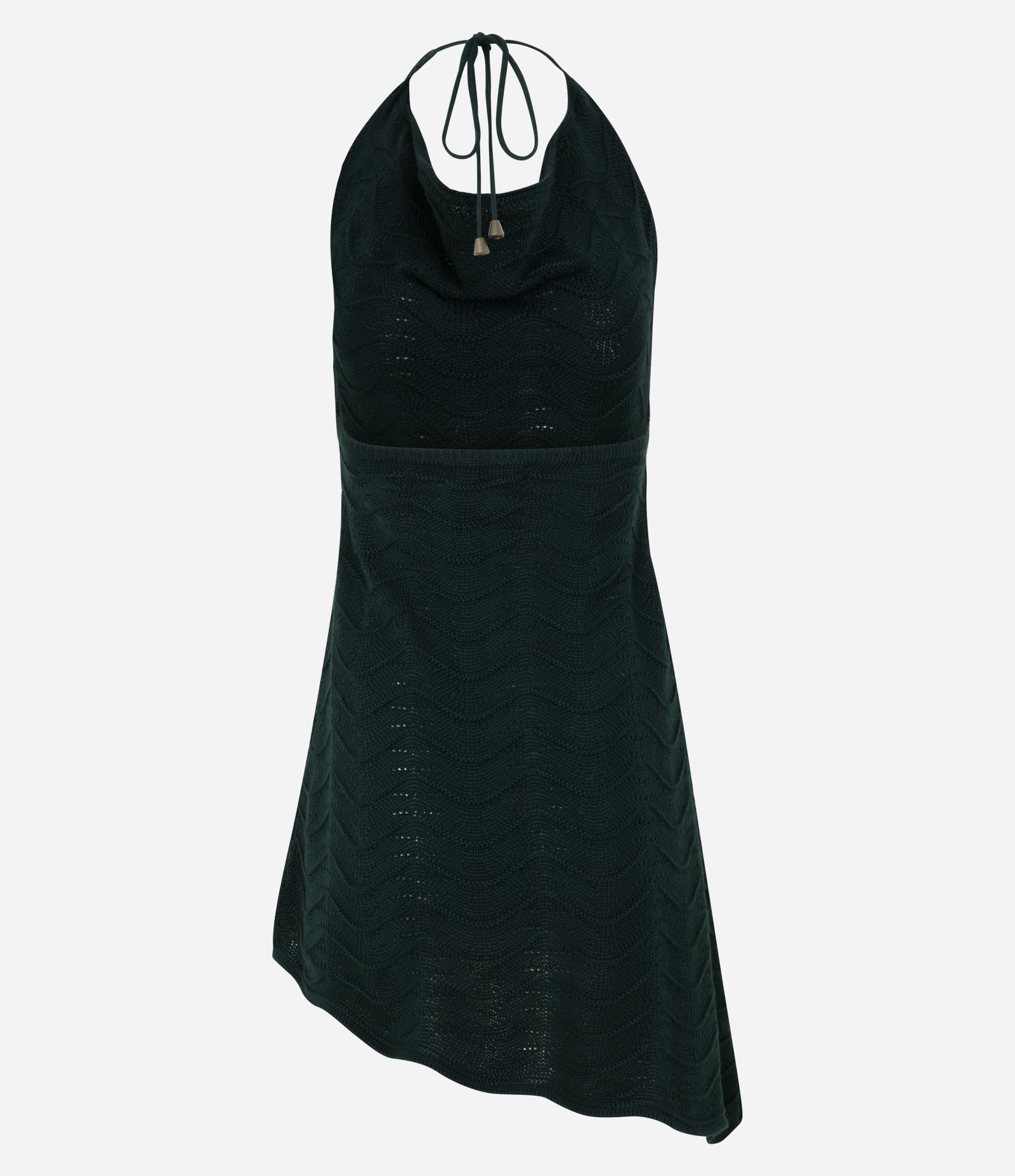 Vestido Curto Sem Manga em Crochê com Decote Degagê Verde 3