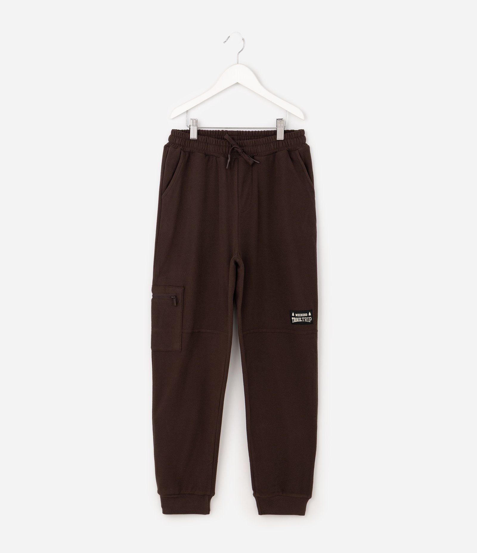 Calça Infantil Jogger em Moletom com Bolso Cargo – Tam 5 a 14 Anos Marrom 1