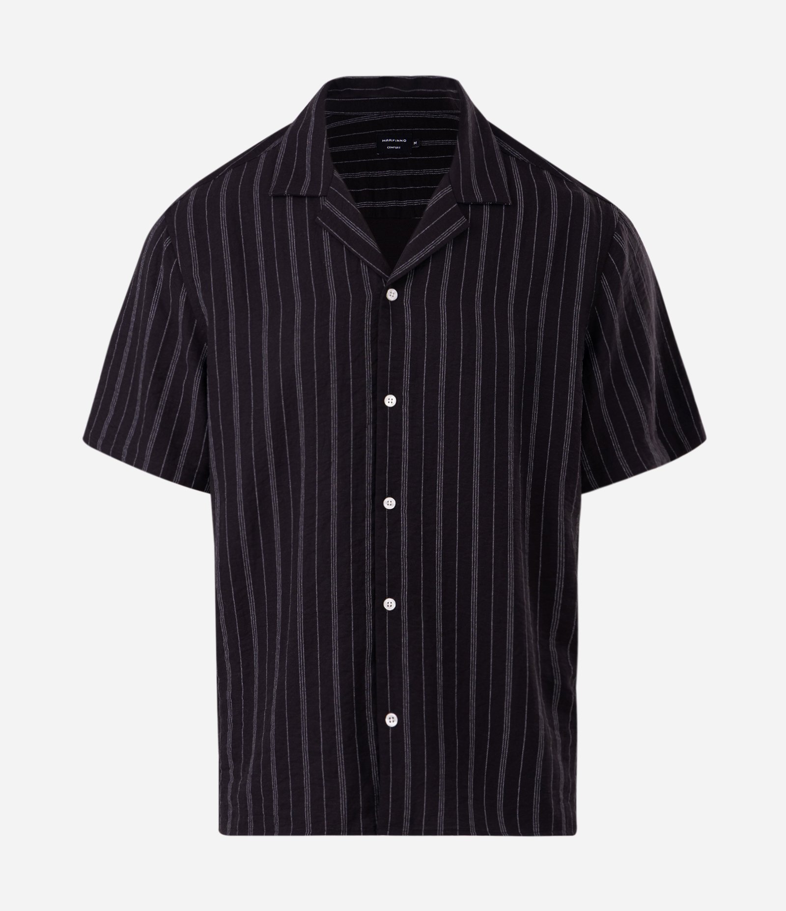 Camisa Bowling Listrada Fio Tinto Viscolinho Preto 3