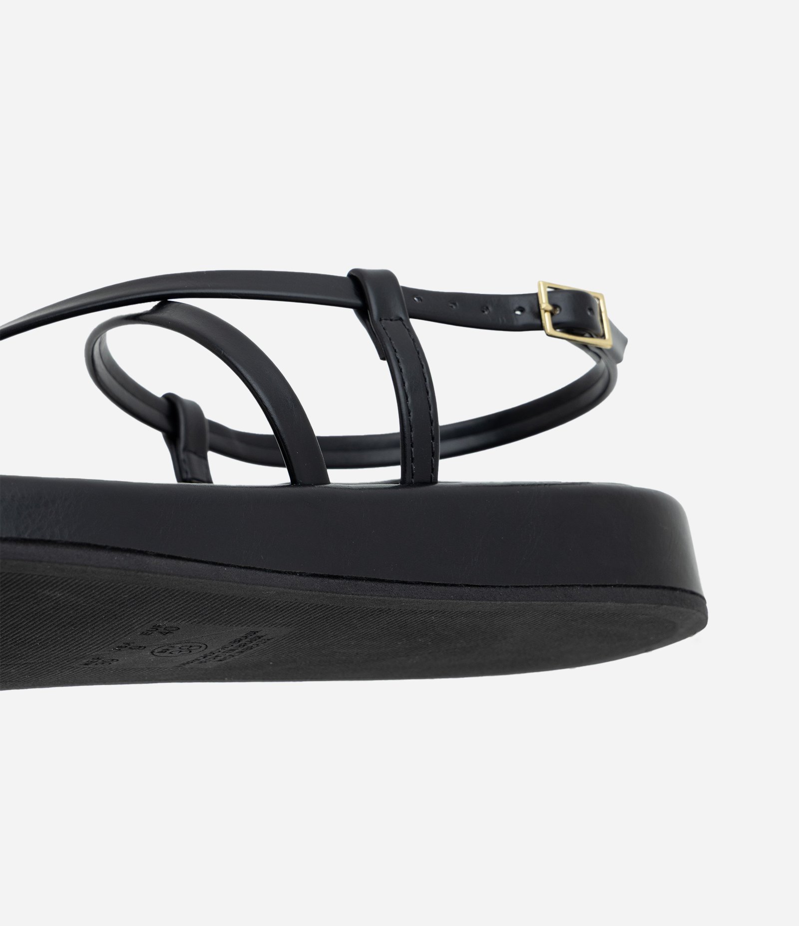 Sandália Flatform em PU com Tiras Finas e Dedeira Preto 3