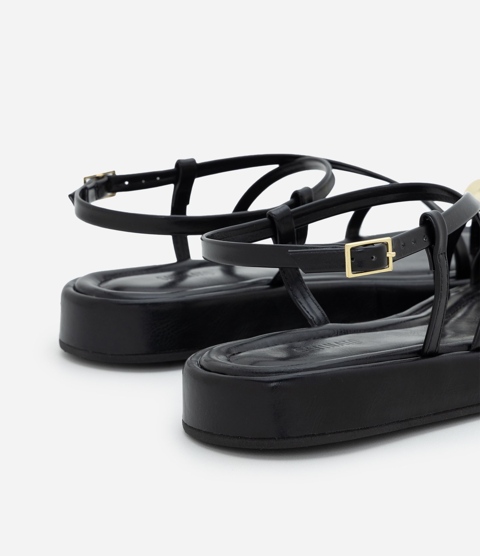 Sandália Flatform em PU com Tiras Finas e Dedeira Preto 4