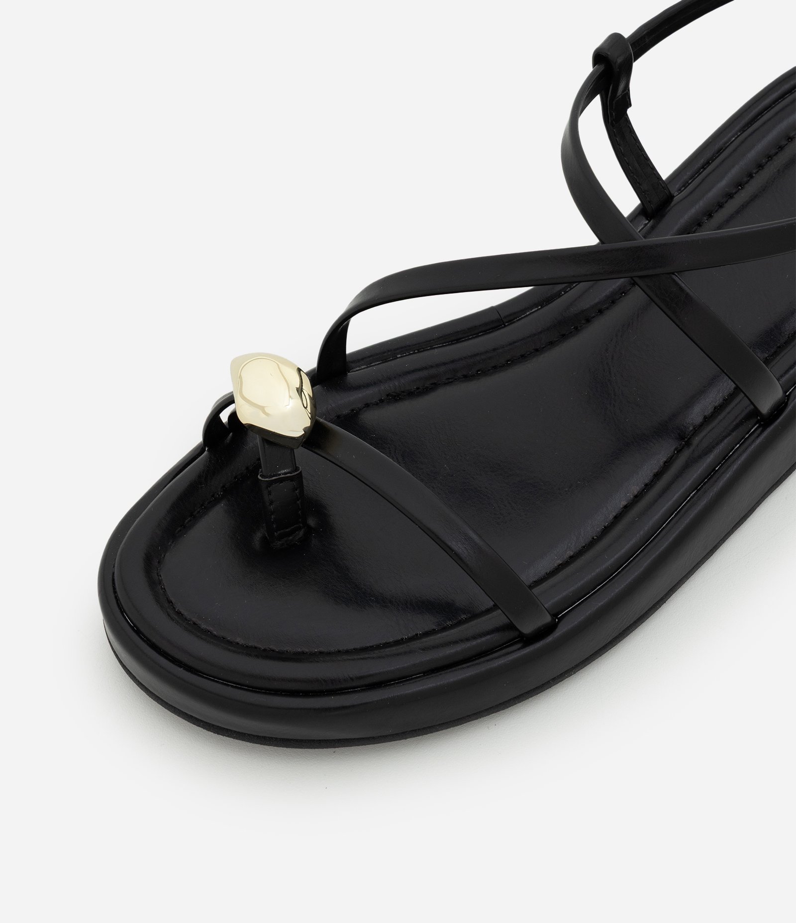 Sandália Flatform em PU com Tiras Finas e Dedeira Preto 5