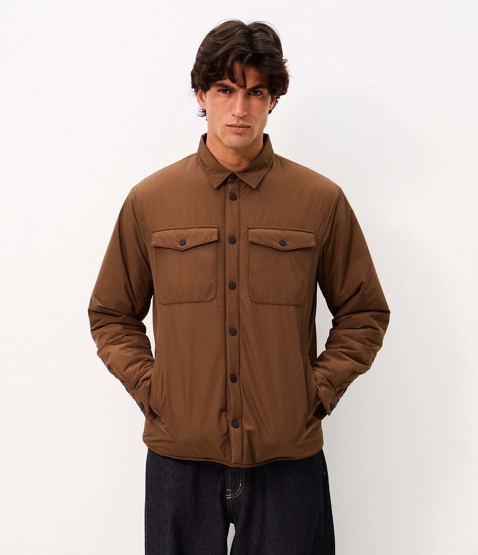 Jaqueta Overshirt Tecnológica com Padding Marrom 3