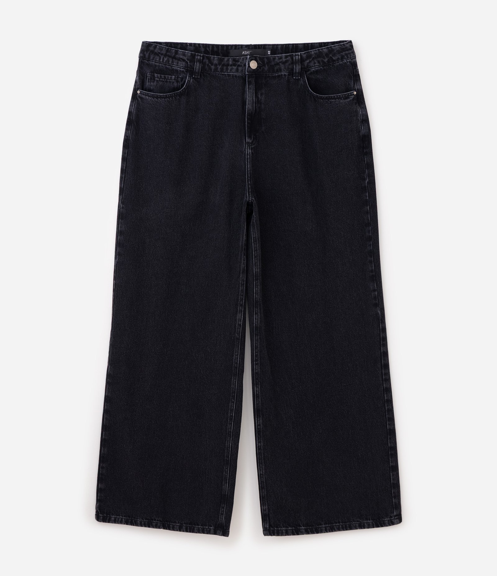Calça Jeans Wide Leg Marmorizada Curve & Plus Size Preto 6