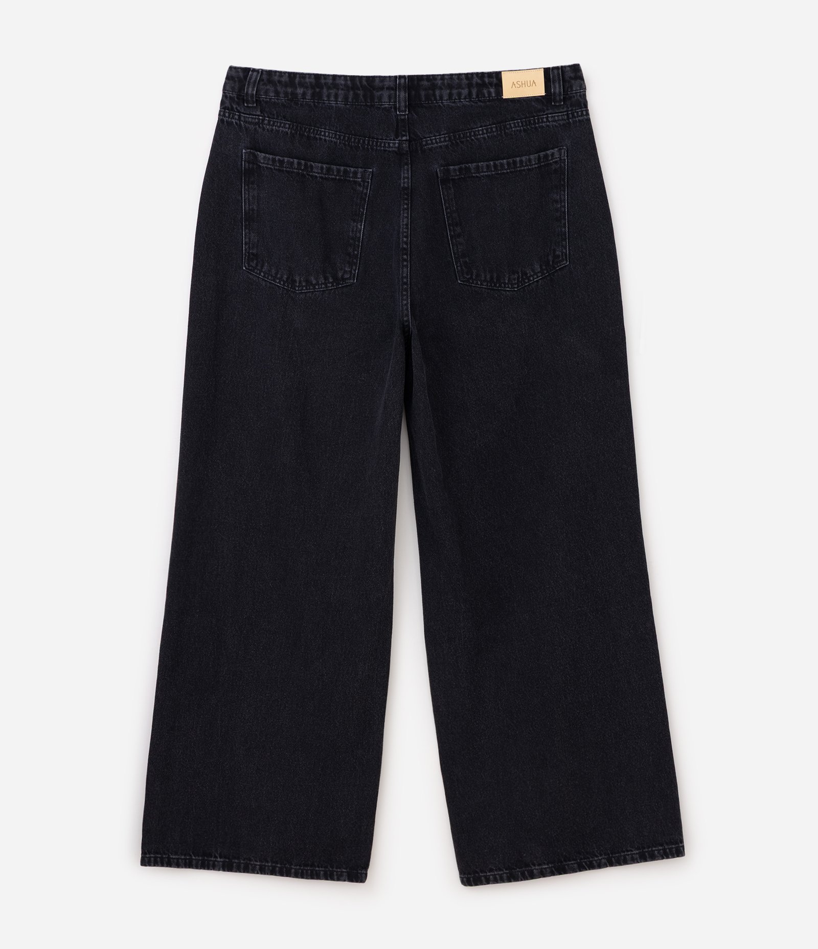 Calça Jeans Wide Leg Marmorizada Curve & Plus Size Preto 7