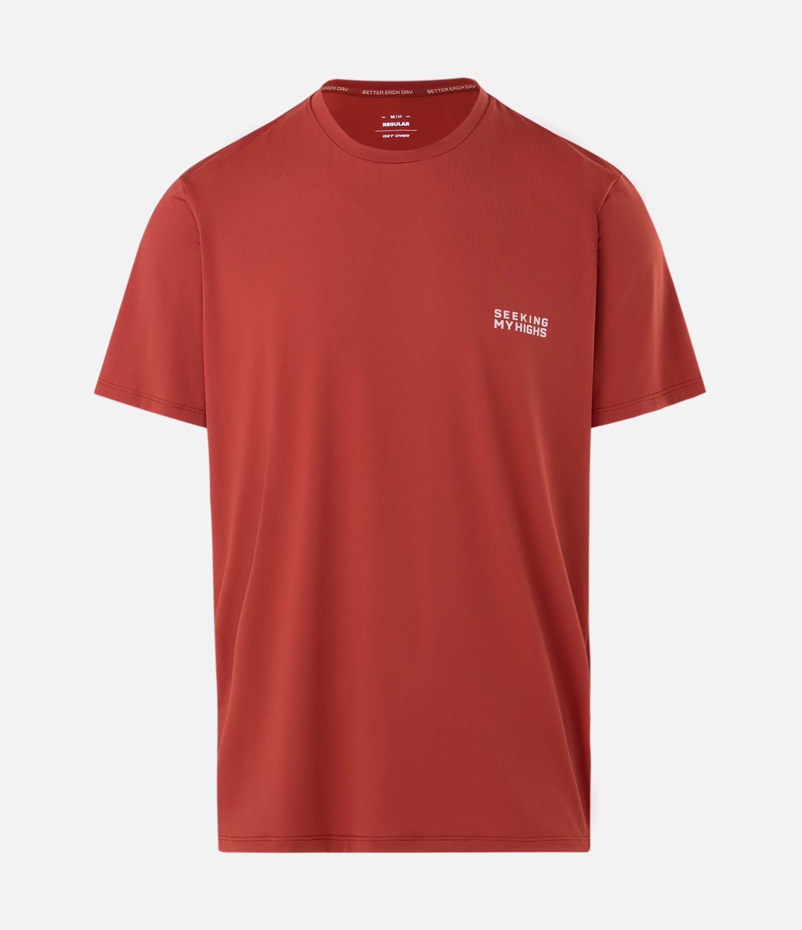 Camiseta Regular com Tecnologia Dry e Estampa Lettering Seeking My Highs Vermelho 6