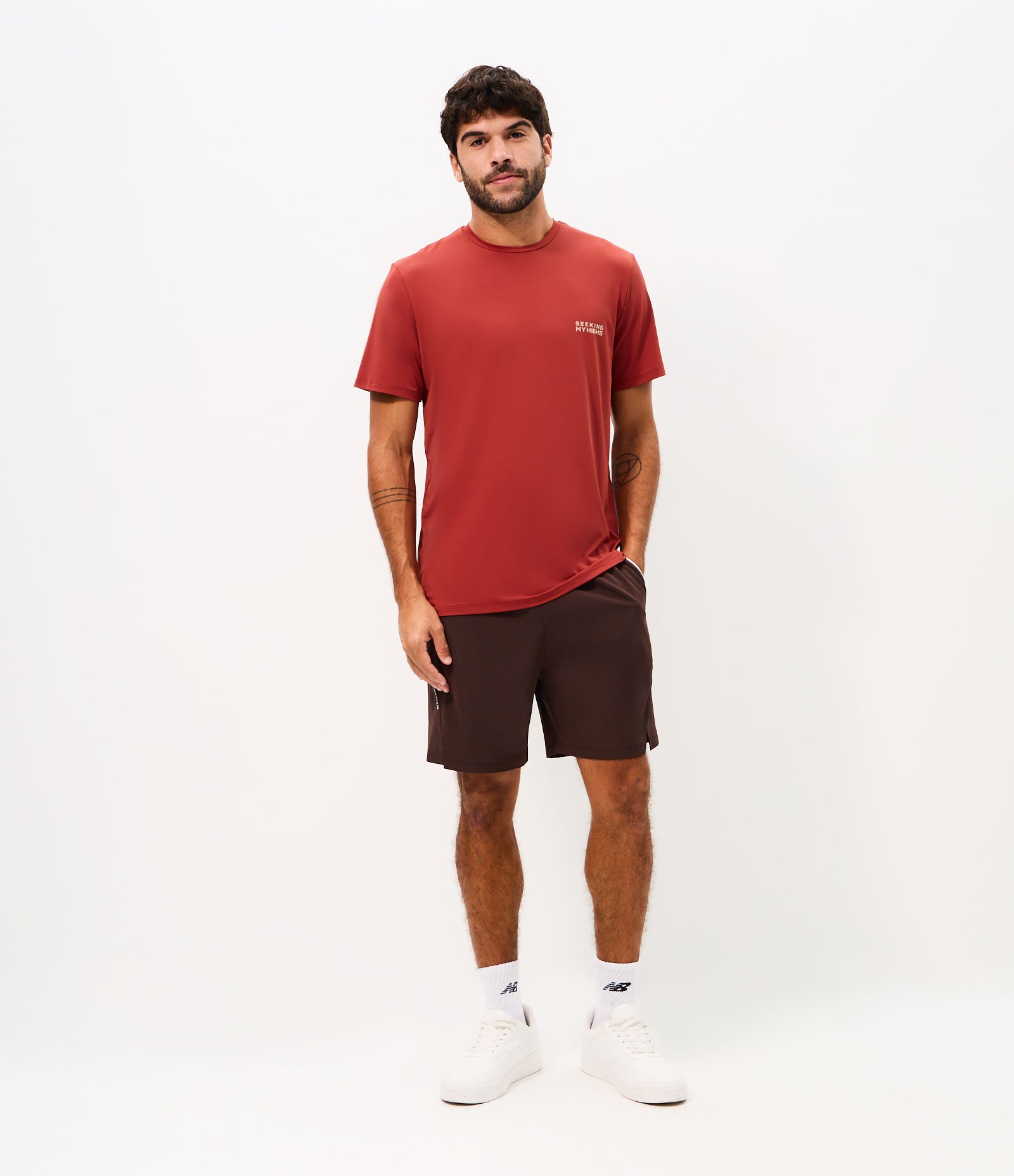 Camiseta Regular com Tecnologia Dry e Estampa Lettering Seeking My Highs Vermelho 3