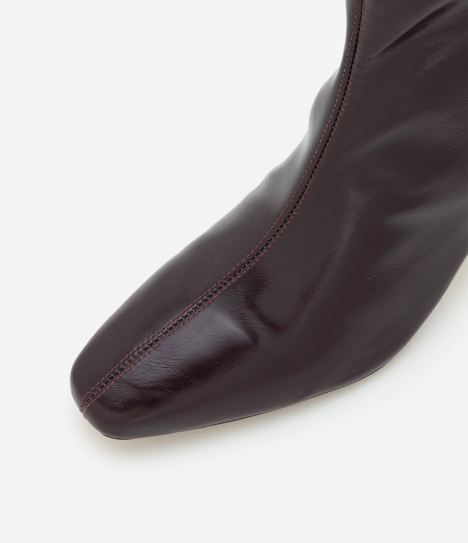 Bota Cano Médio em PU com Bico Quadrado Vinho 3