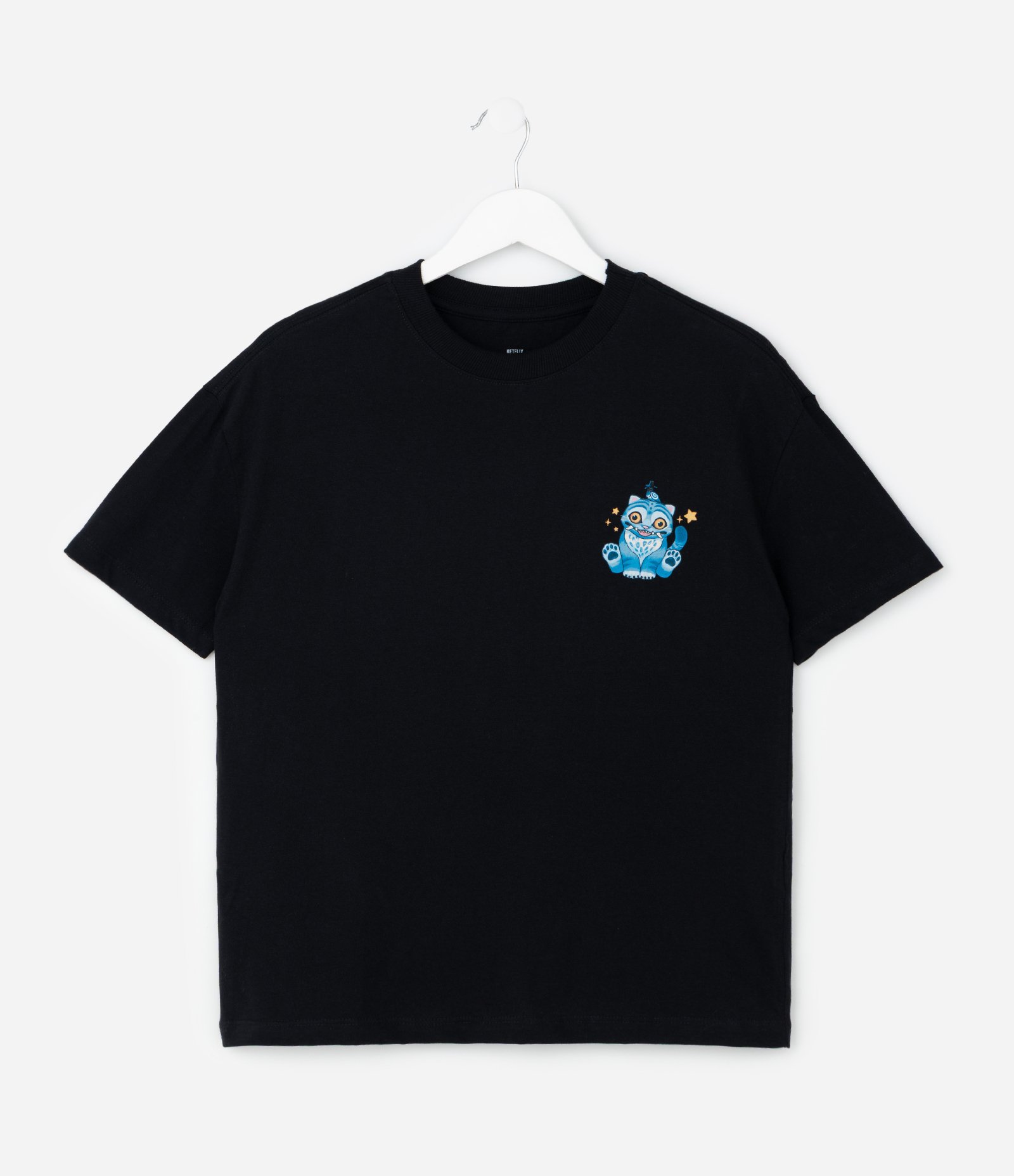 Camiseta Infantil Oversized Gato Guerreiras do K-Pop – Tam 5 a 16 Anos Preto 1