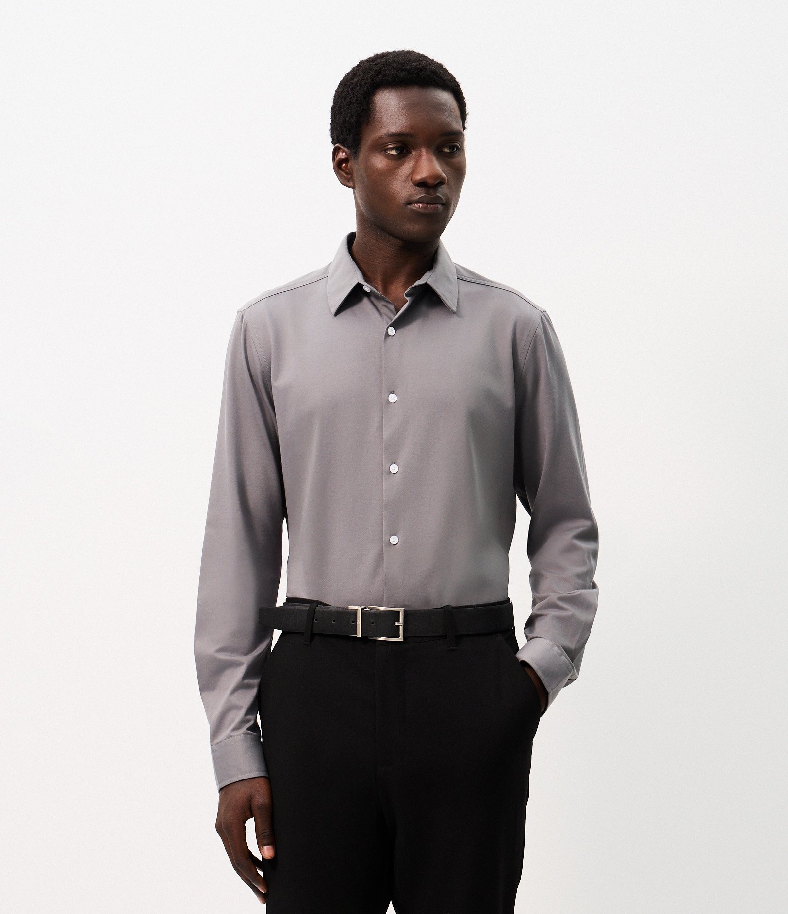 Camisa Slim em Algodão Performance Easy Care Cinza 2
