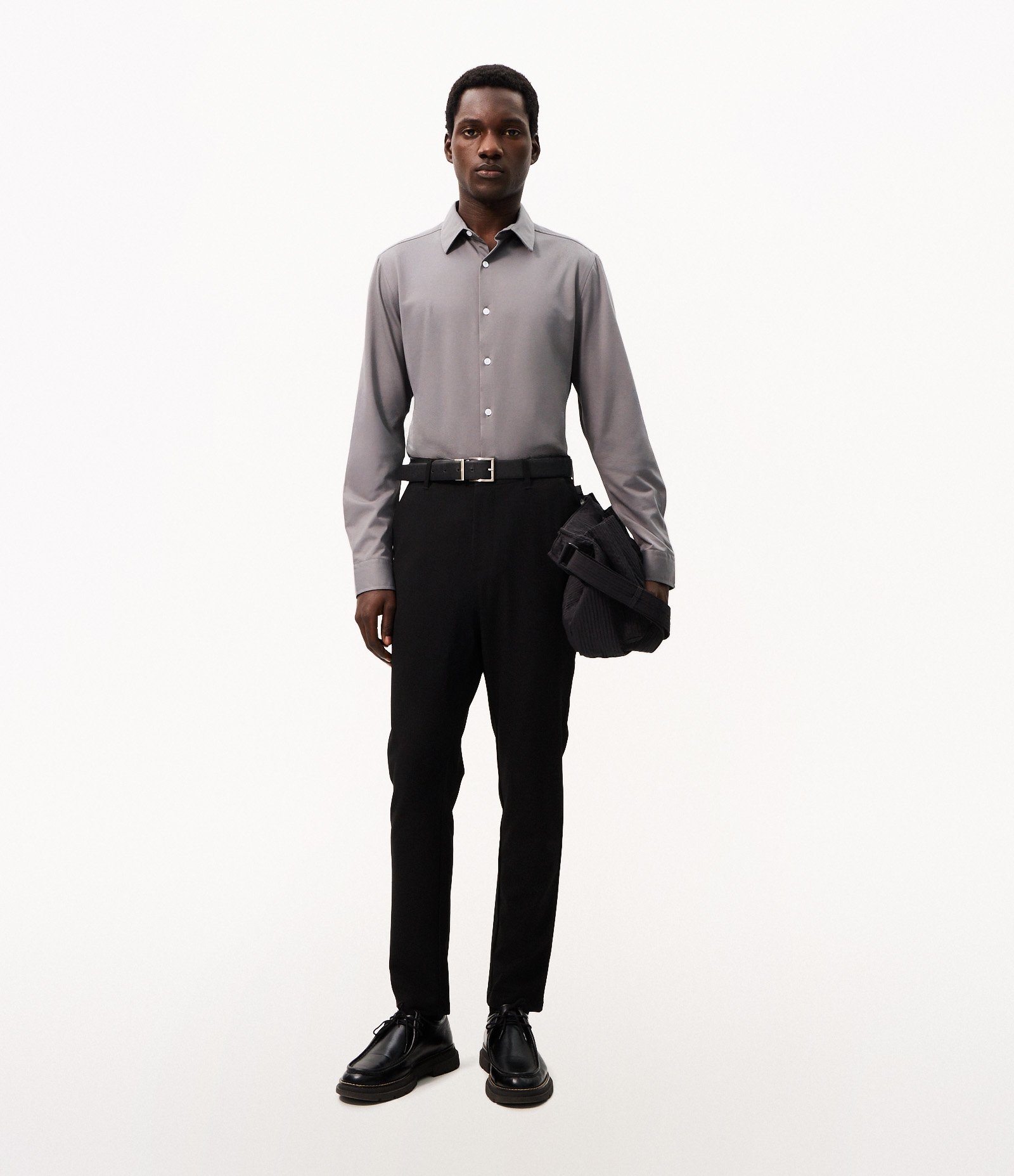 Camisa Slim em Algodão Performance Easy Care Cinza 3