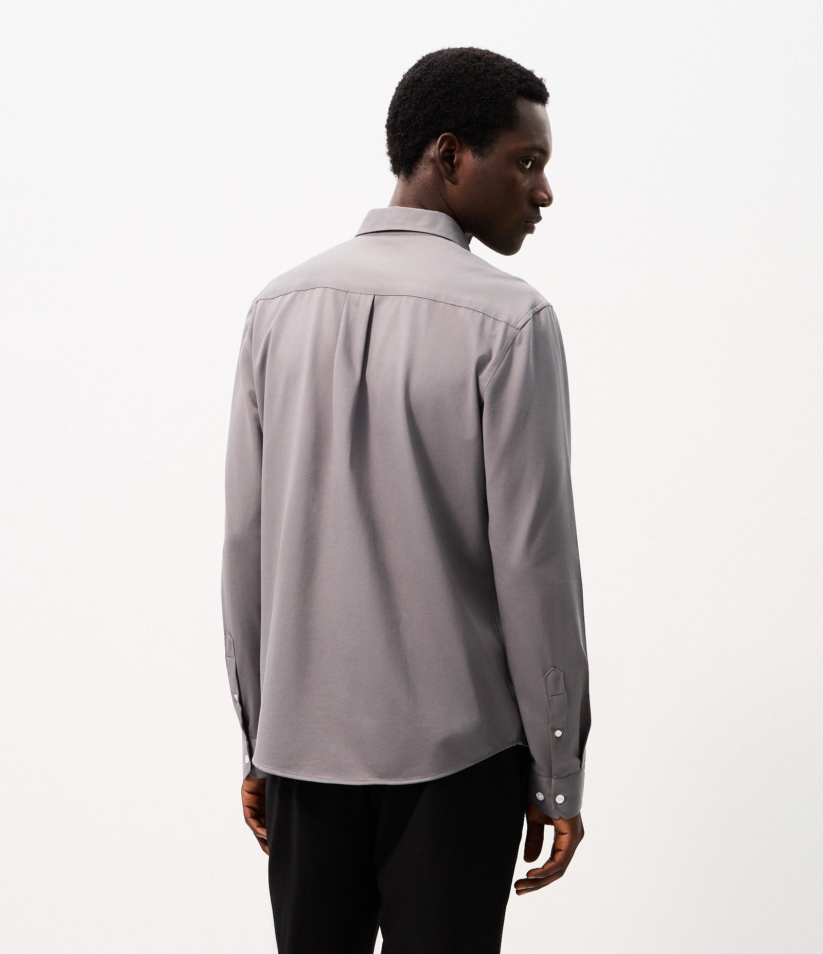 Camisa Slim em Algodão Performance Easy Care Cinza 4
