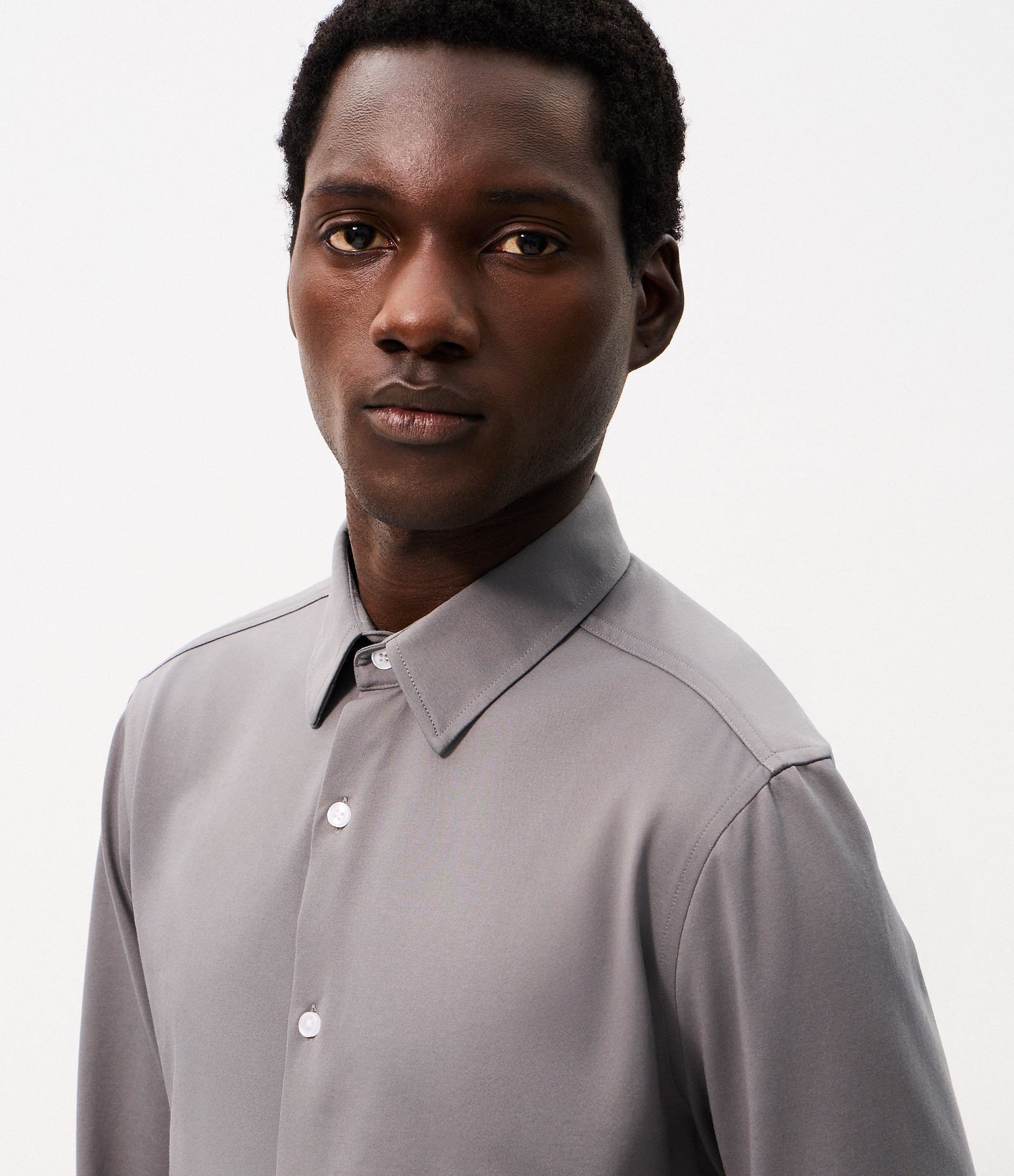 Camisa Slim em Algodão Performance Easy Care Cinza 5