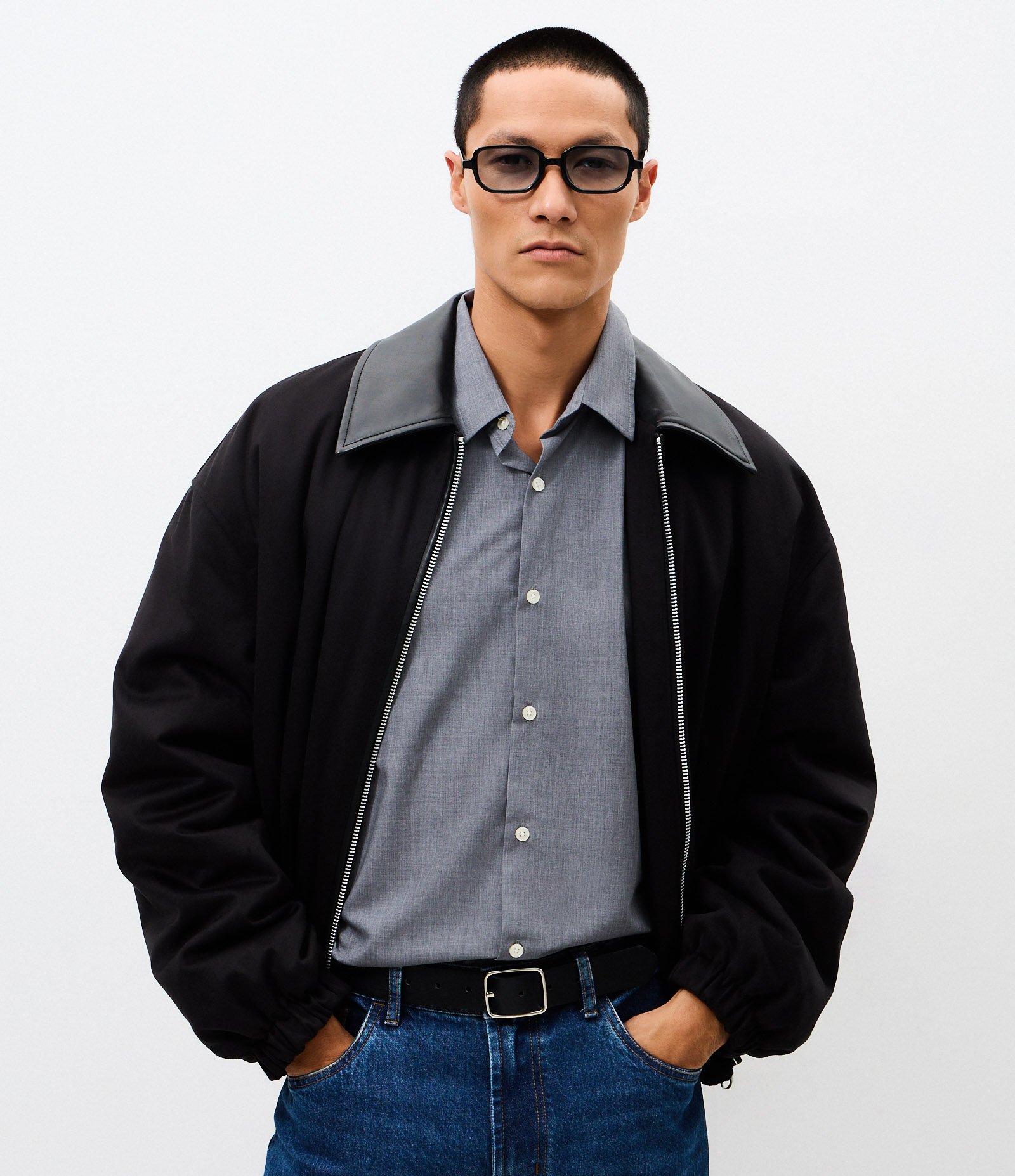 Camisa Masculina Manga Longa Fil a Fil Regular Azul 1