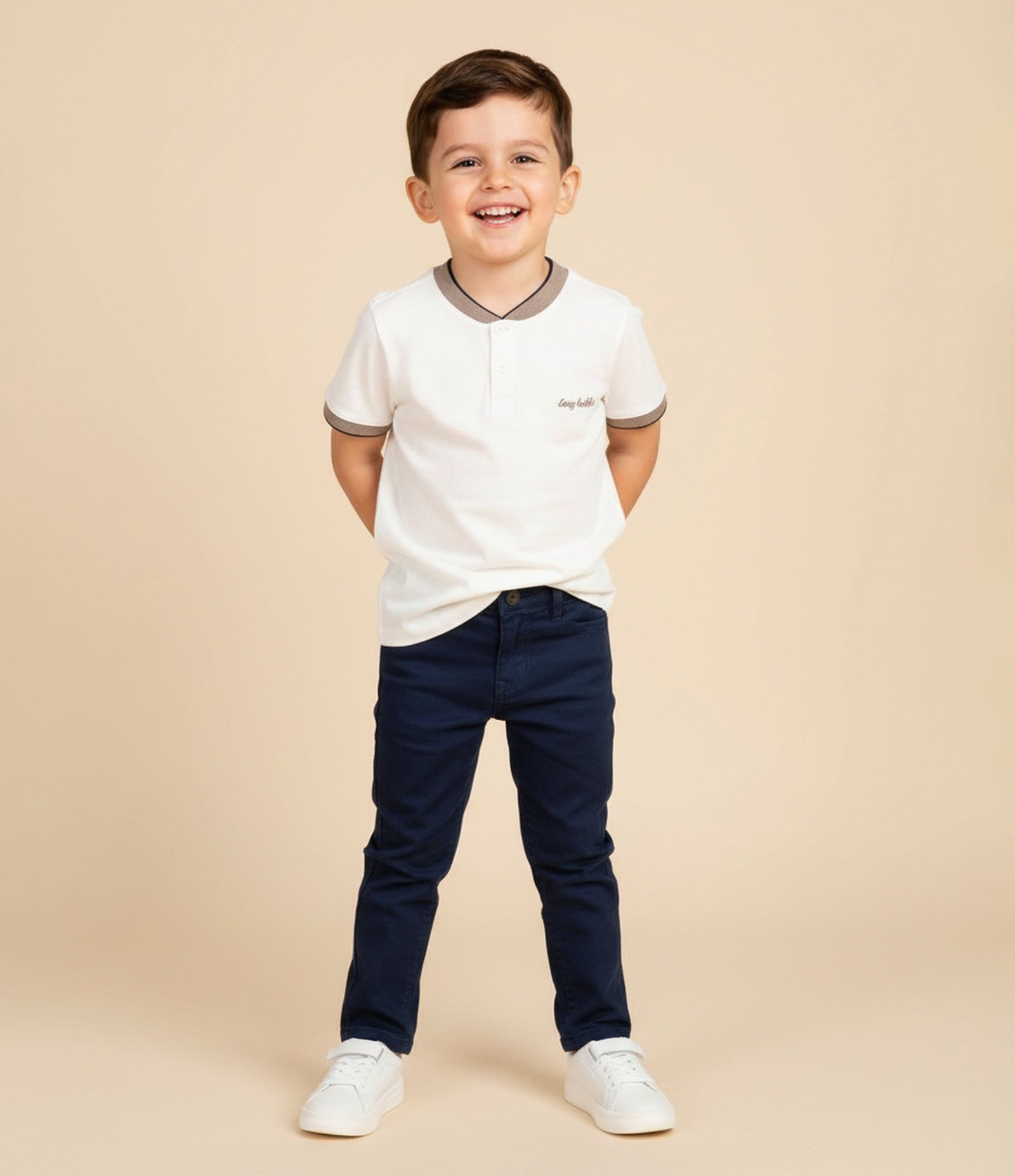 Calça Skinny Infantil em Sarja com Bolso Faca - Tam 1 a 4 anos Azul Marinho 1