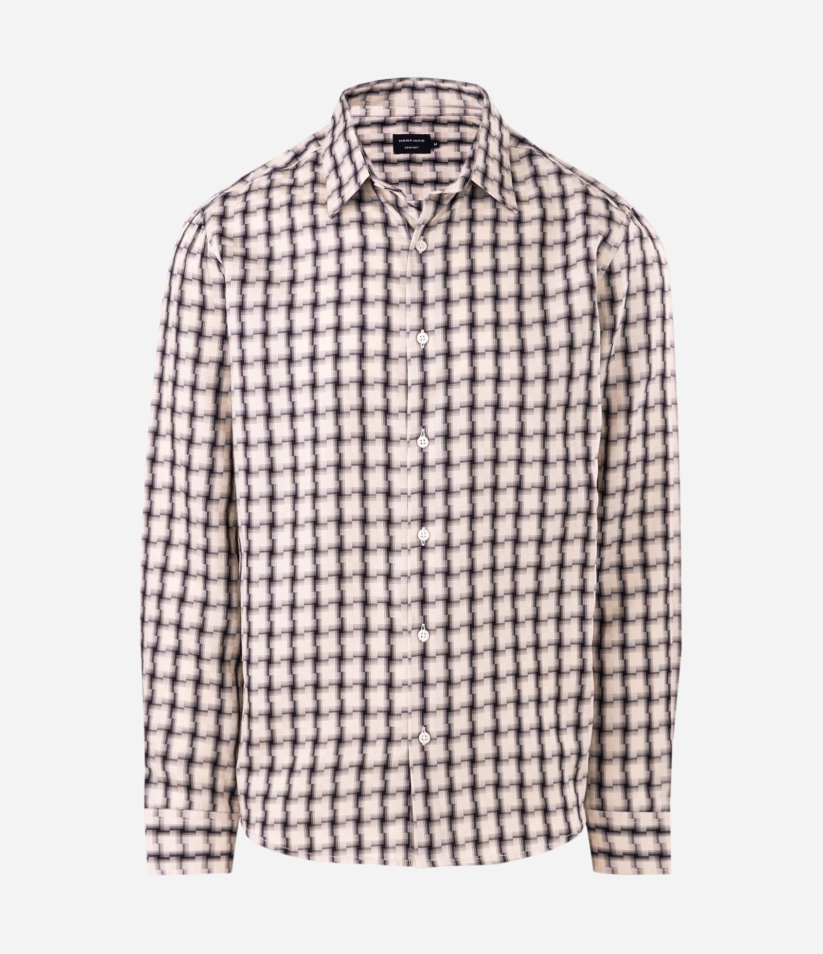 Camisa Xadrez Comfort Viscose Manga Longa Bege 5