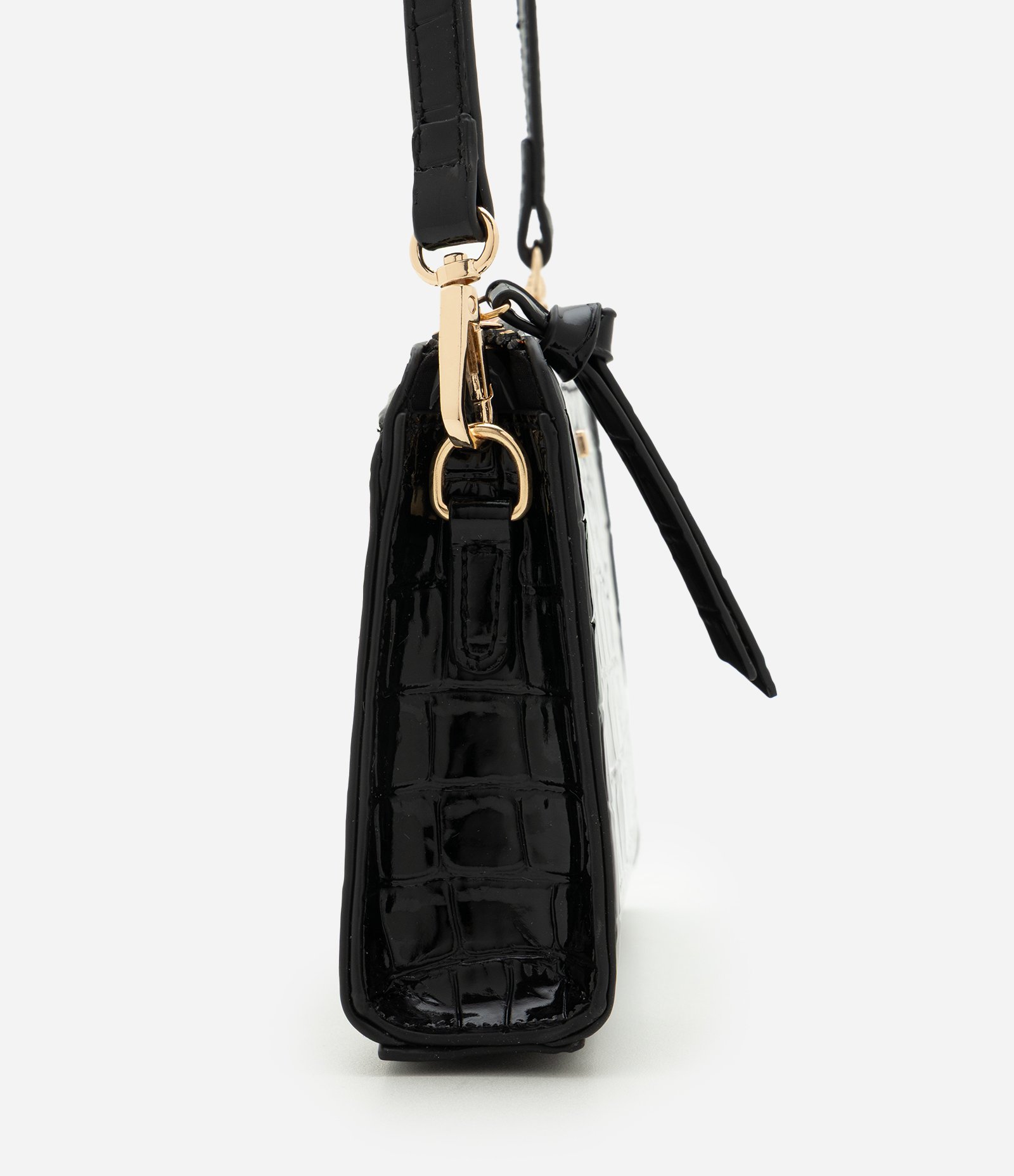 Bolsa Transversal Croco em PU Preto 2