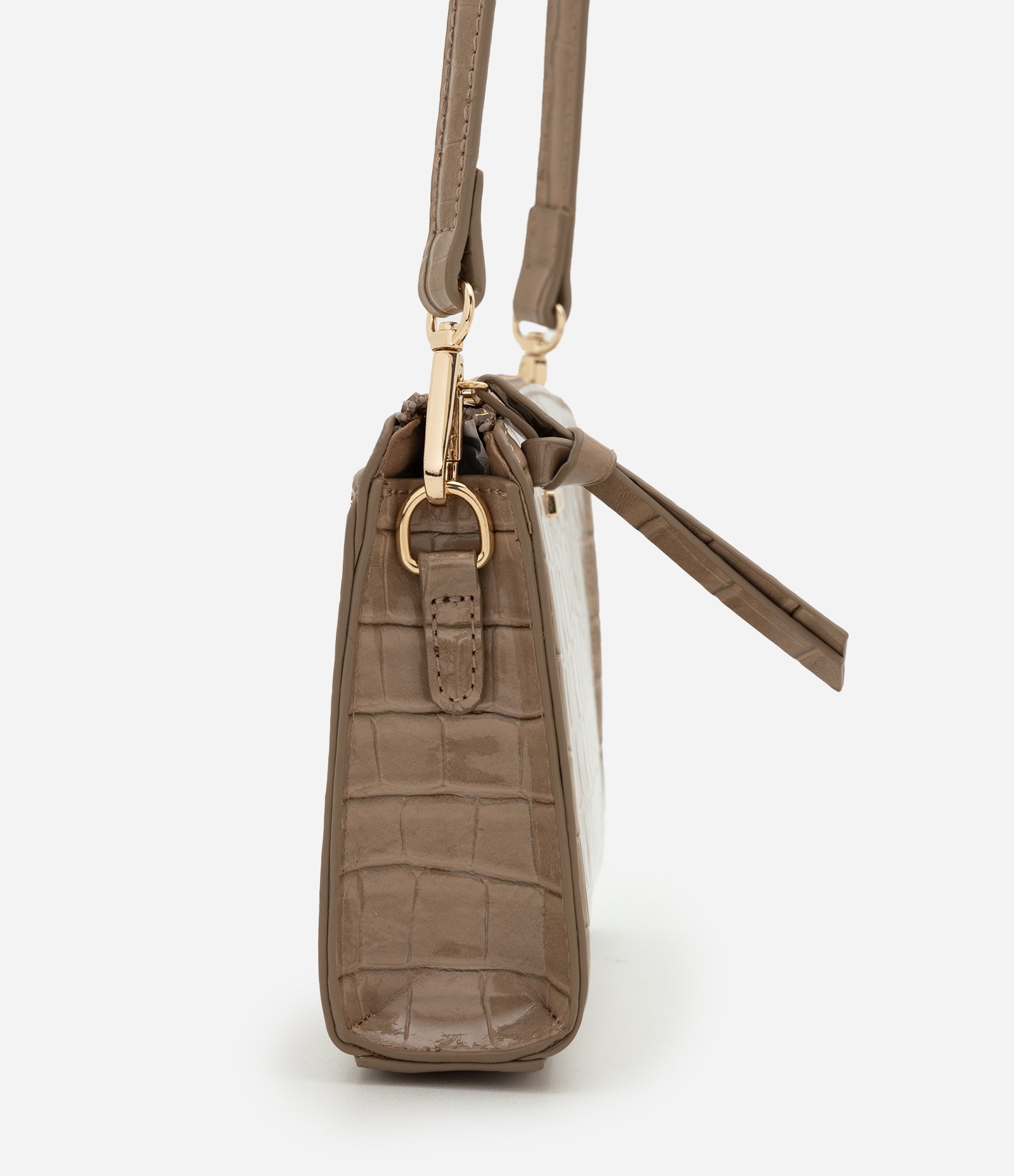 Bolsa Transversal Croco em PU Bege 2